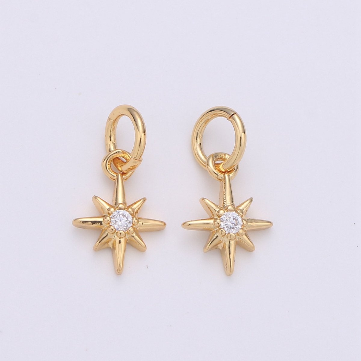 OS 24k Gold Filled Tiny Star Charm Gold North Star Charm Micro Pave Celestial Charm GF Necklace Bracelet Earring Jewelry Making Supply D-080