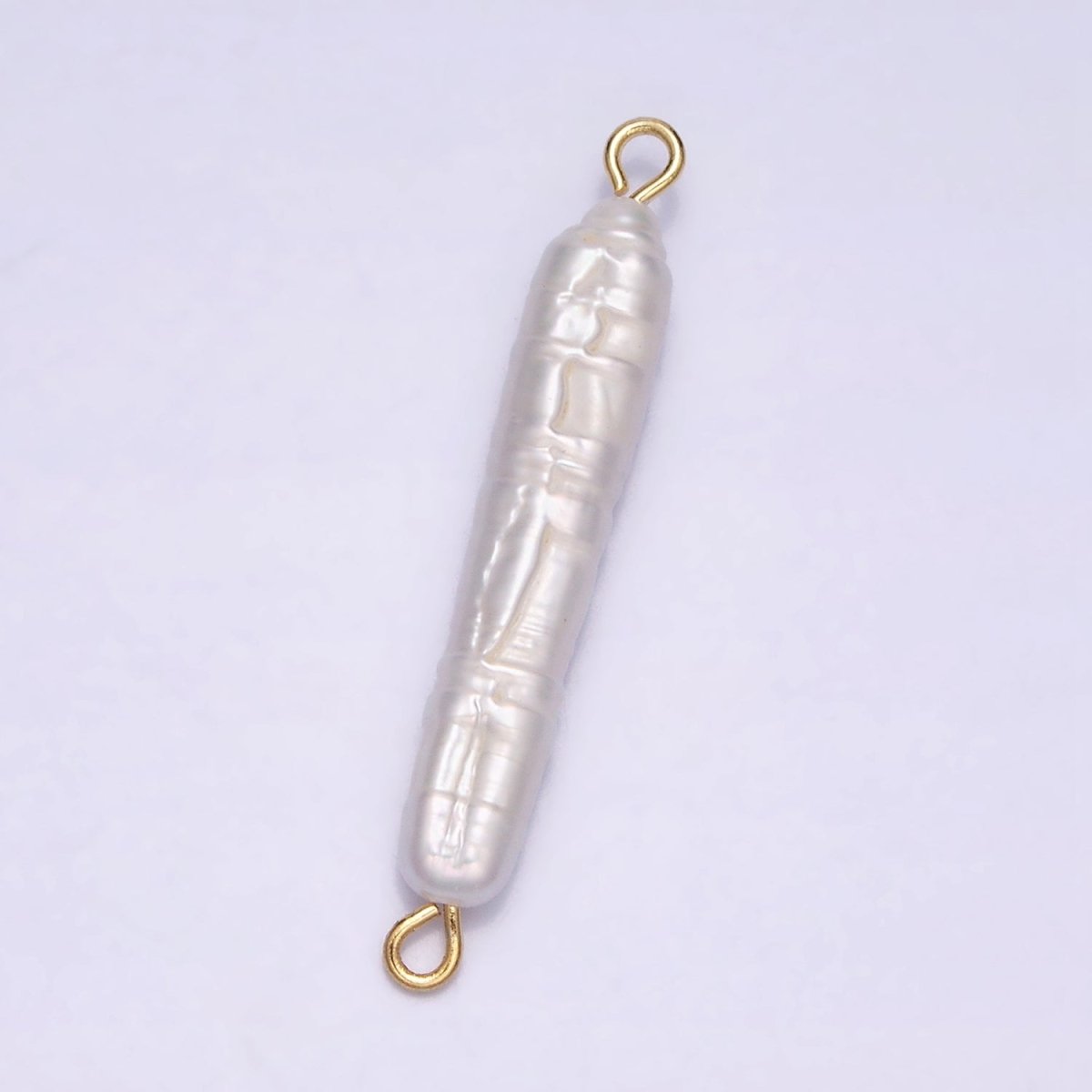 OS 32mm White Biwa Natural Freshwater Long Stick Pearl Connector P-1852 - DLUXCA