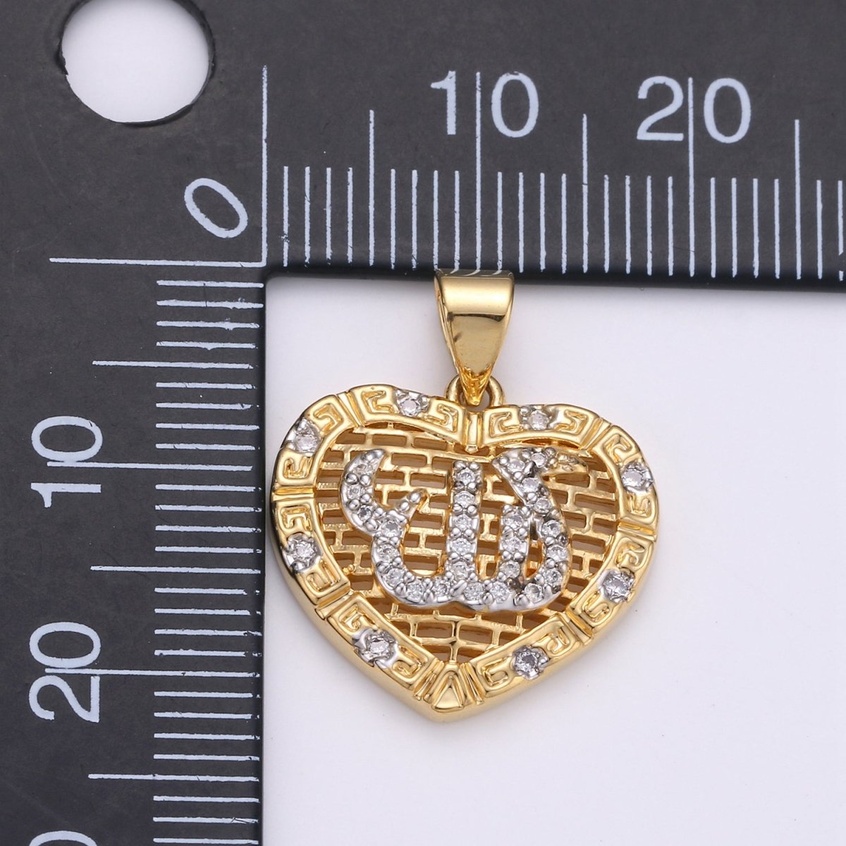 OS Allah or God Muslim Islam Gold Filled with Heart Pendants I-856 - DLUXCA
