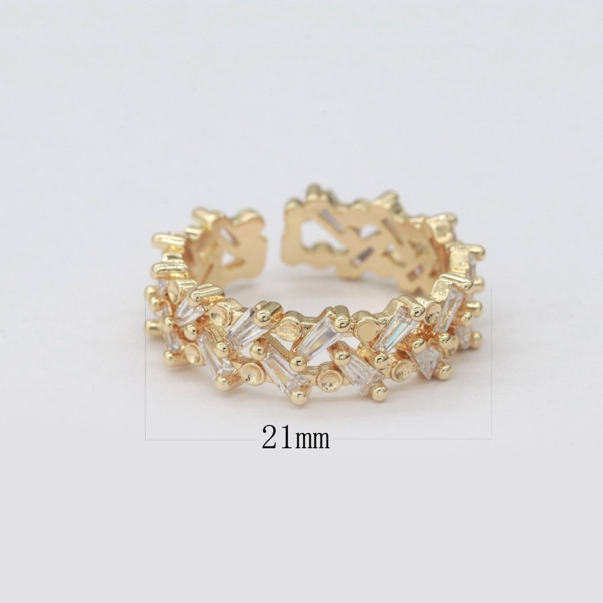 Chunky Gold Ring Baguette Cz Open Ring for Statement Stackable O-874