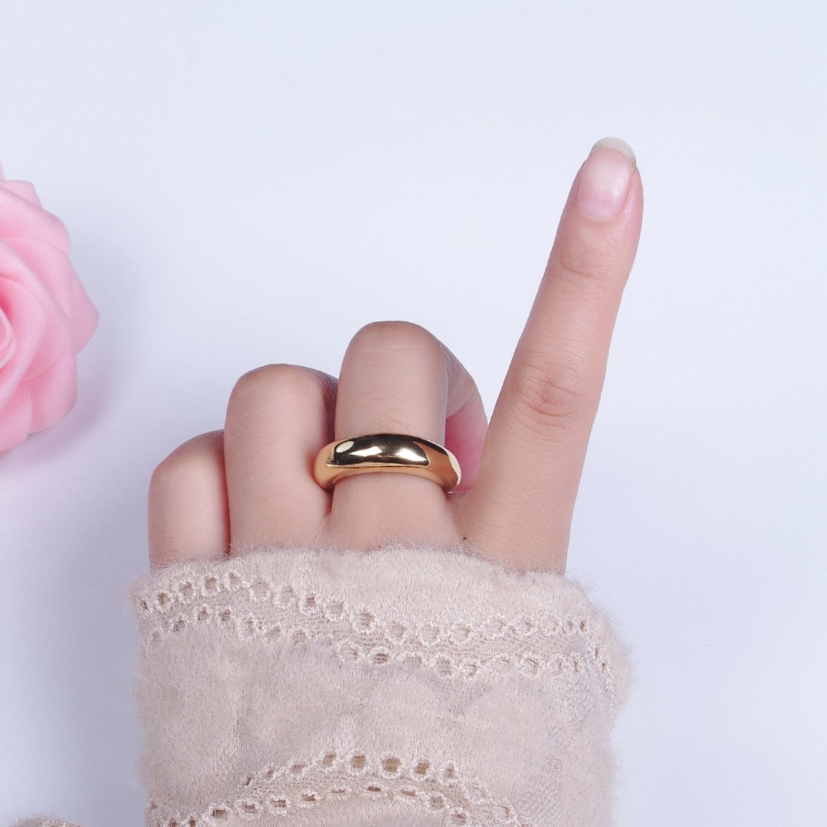 OS Chunky Statement Ring Gold Dome Ring • Minimalist Ring Midi Signet Ring • Gift for Her • R-188