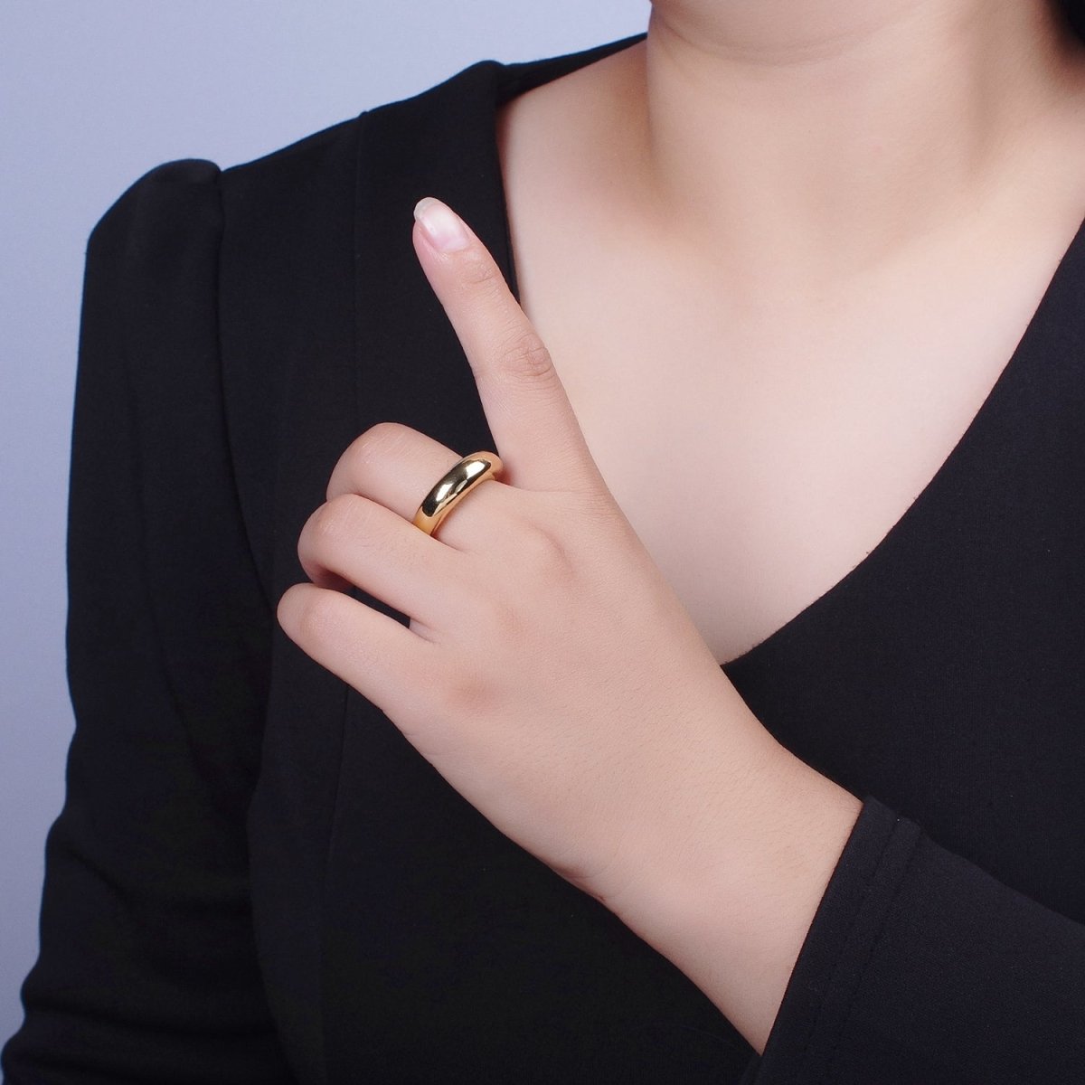 OS Chunky Statement Ring Gold Dome Ring • Minimalist Ring Midi Signet Ring • Gift for Her • R-188