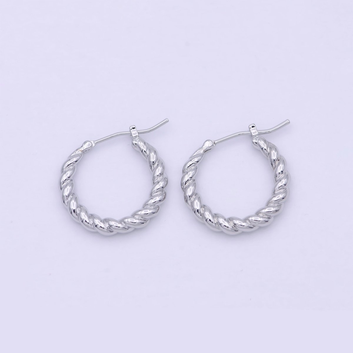 OS Dainty braided Hoop earrings - Twisted hoop earrings - Silver braided hoop earrings P-255 - DLUXCA