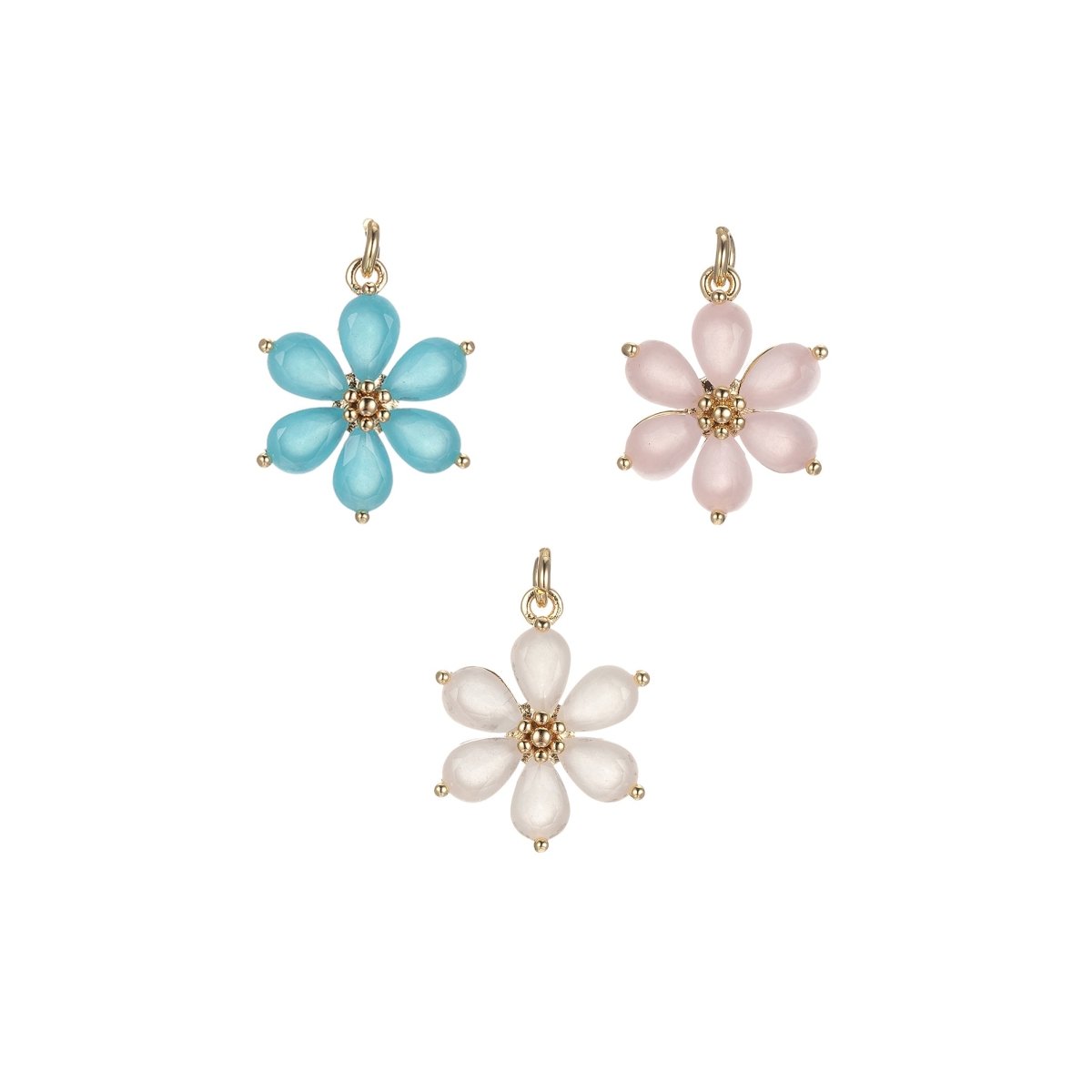 OS Dainty Daisy Flower Charm 17mm x 11mm, Arcylic Glass Floral Charm for Jewelry Making ,Pendant Necklace Bracelet Earring DIY BULK E-848-E-850