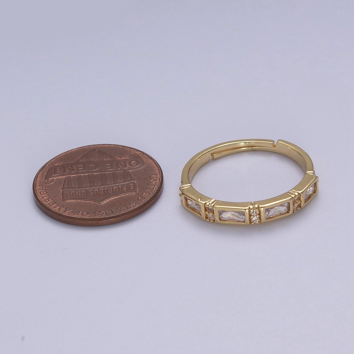 Dainty Gold band crystal ring stackable ring minimalist Jewelry feminine ring Adjustable S-453