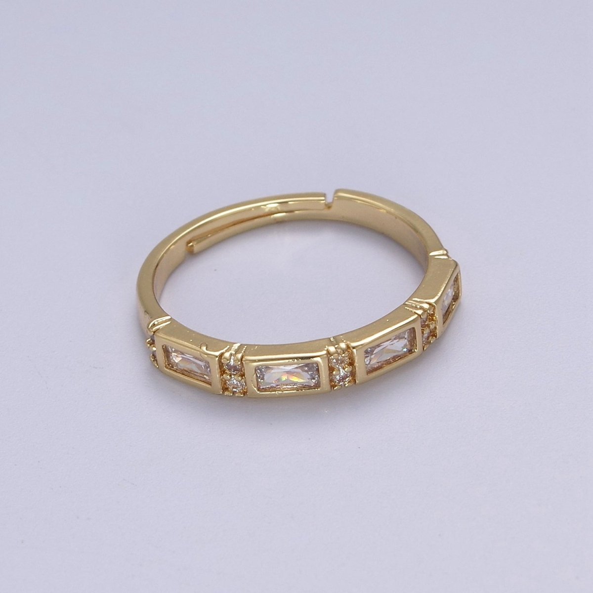 Dainty Gold band crystal ring stackable ring minimalist Jewelry feminine ring Adjustable S-453