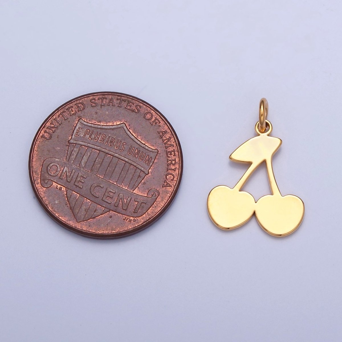 Dainty Gold Flat Cherry Pendant Only Charm for Necklace Bracelet Earring 14K or 24K Gold Filled W-252 W-468