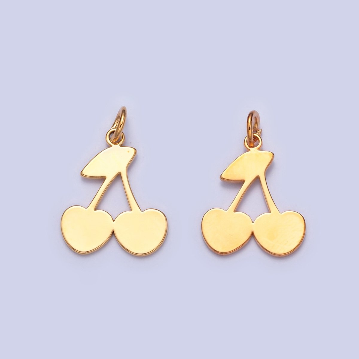 Dainty Gold Flat Cherry Pendant Only Charm for Necklace Bracelet Earring 14K or 24K Gold Filled W-252 W-468