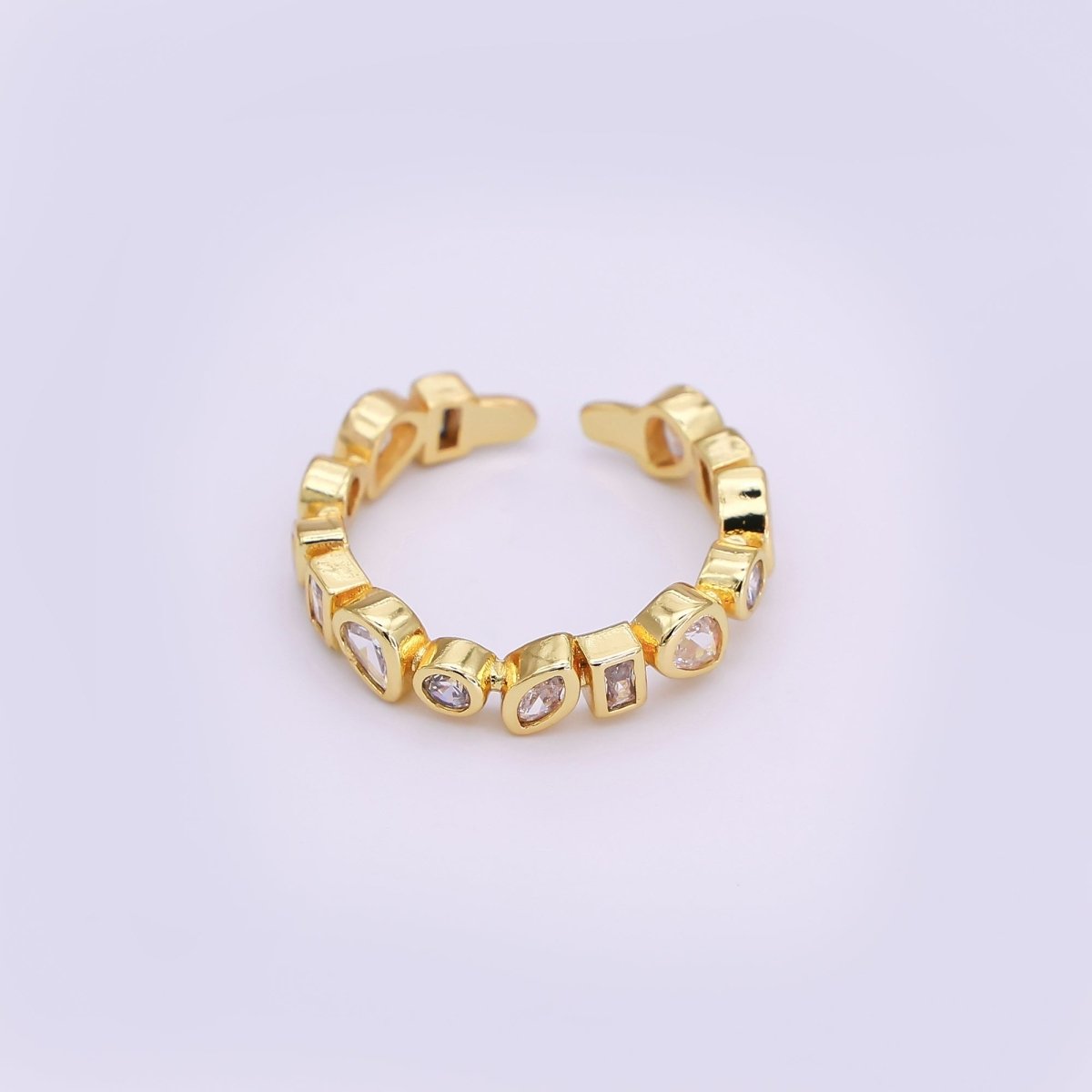 OS Dainty Gold Ring, Delicate Minimalist Ring, Geometric Ring Stackable Ring O - 2253 - DLUXCA