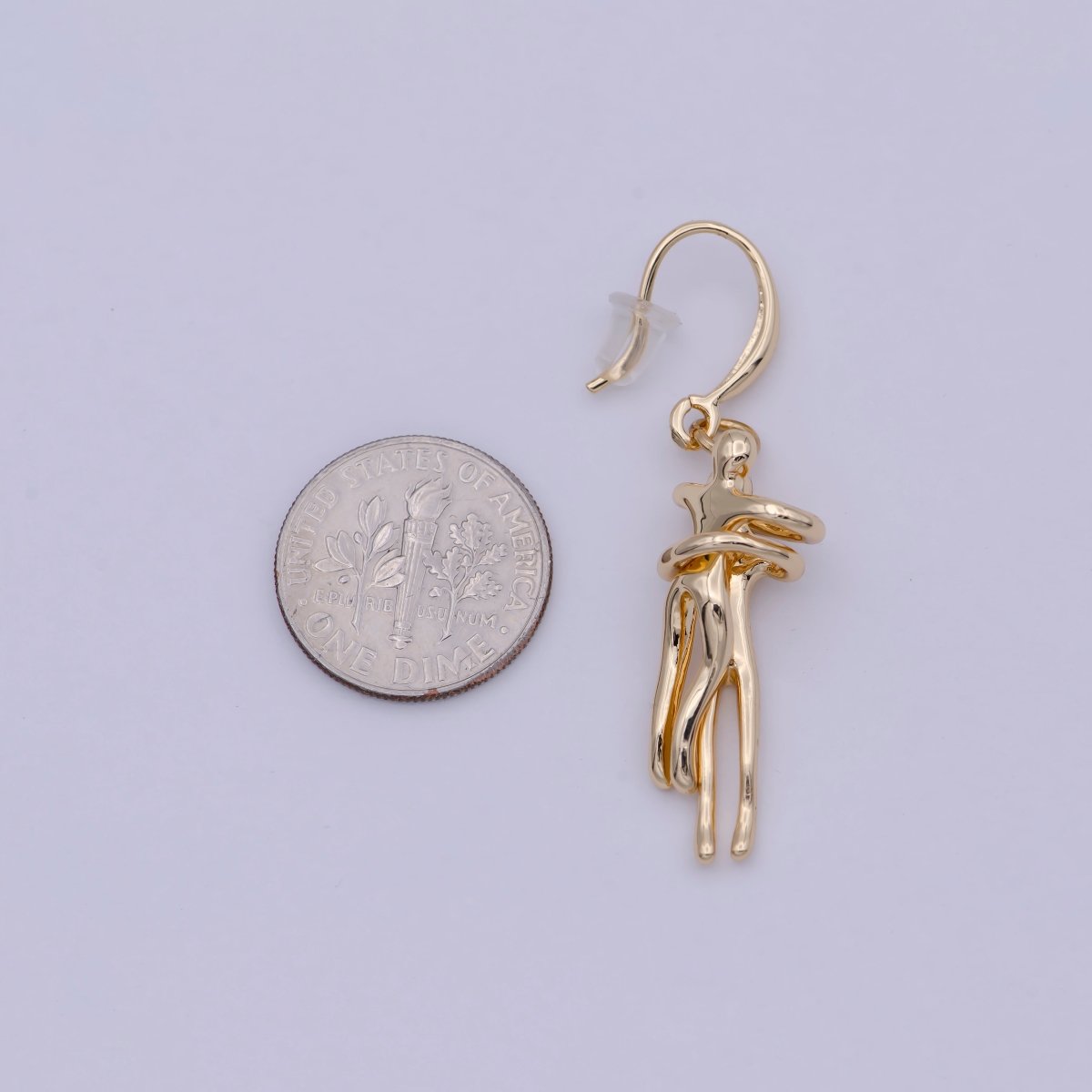OS Dainty Gold Soulmate French Hook Earring Friendship Earring T-019 - DLUXCA