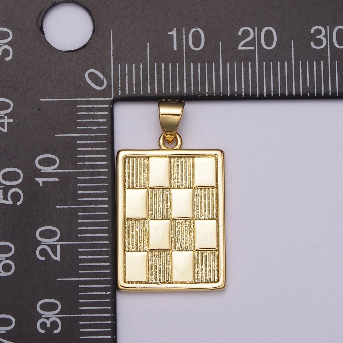 OS Dainty Gold Square Medallion Charm Checker Board Pendant for Men Women Unisex Jewelry Making N-518