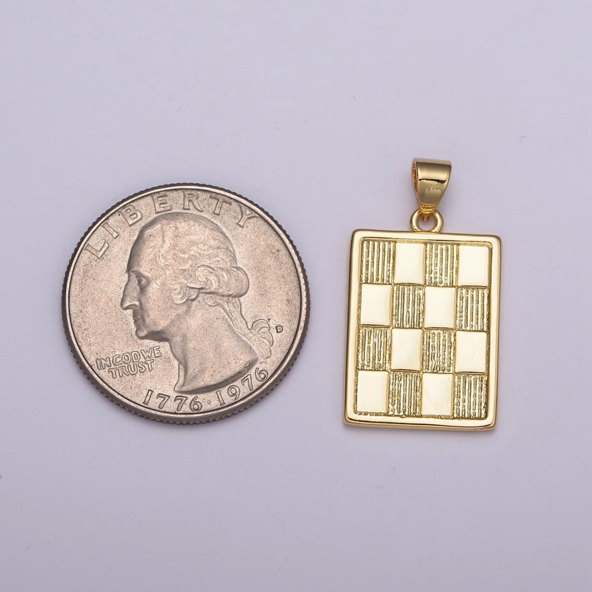 OS Dainty Gold Square Medallion Charm Checker Board Pendant for Men Women Unisex Jewelry Making N-518