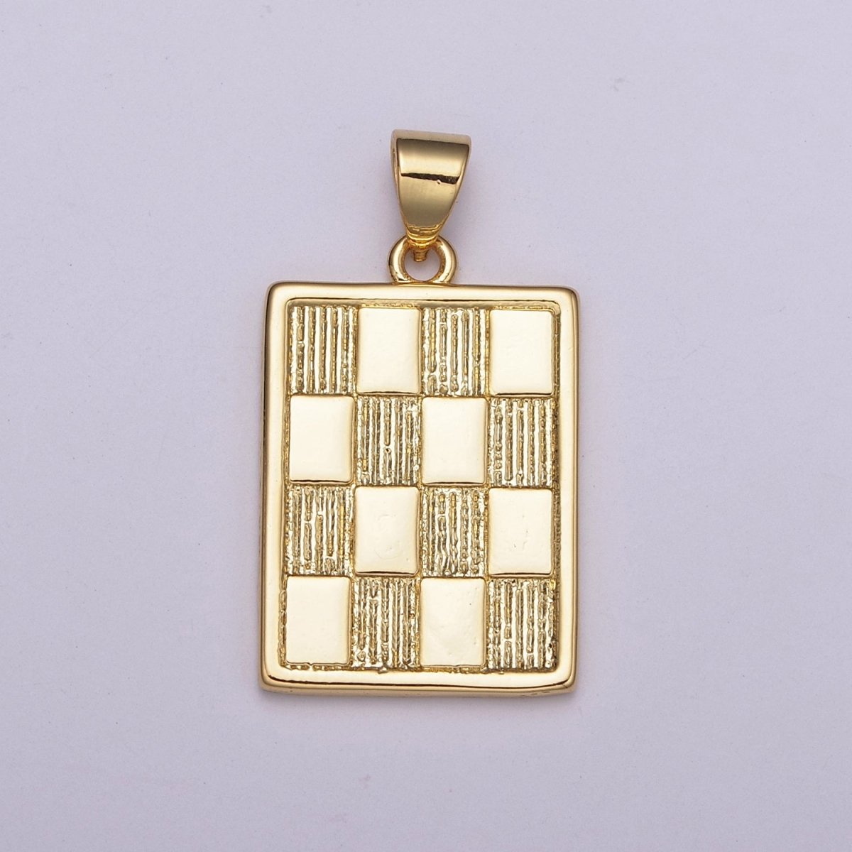 OS Dainty Gold Square Medallion Charm Checker Board Pendant for Men Women Unisex Jewelry Making N-518