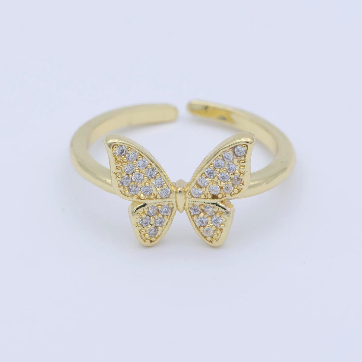 OS Dainty Monarch Ring Minimalist Butterfly Ring Gold Filled Open Adjustable O-485
