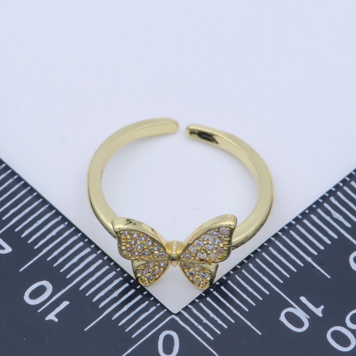 OS Dainty Monarch Ring Minimalist Butterfly Ring Gold Filled Open Adjustable O-485