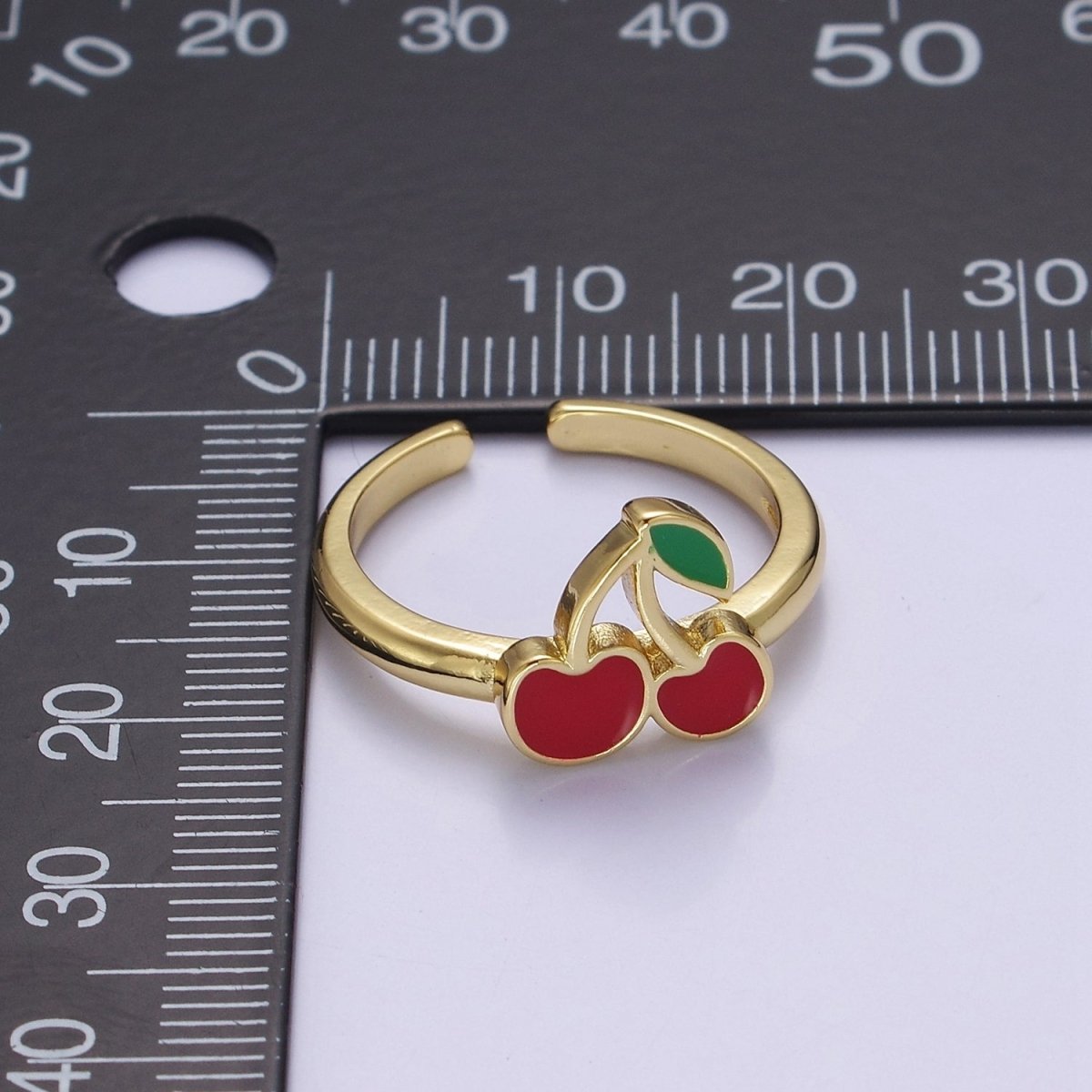 OS Dainty Red Cherry Ring Fruit Jewelry O-2170