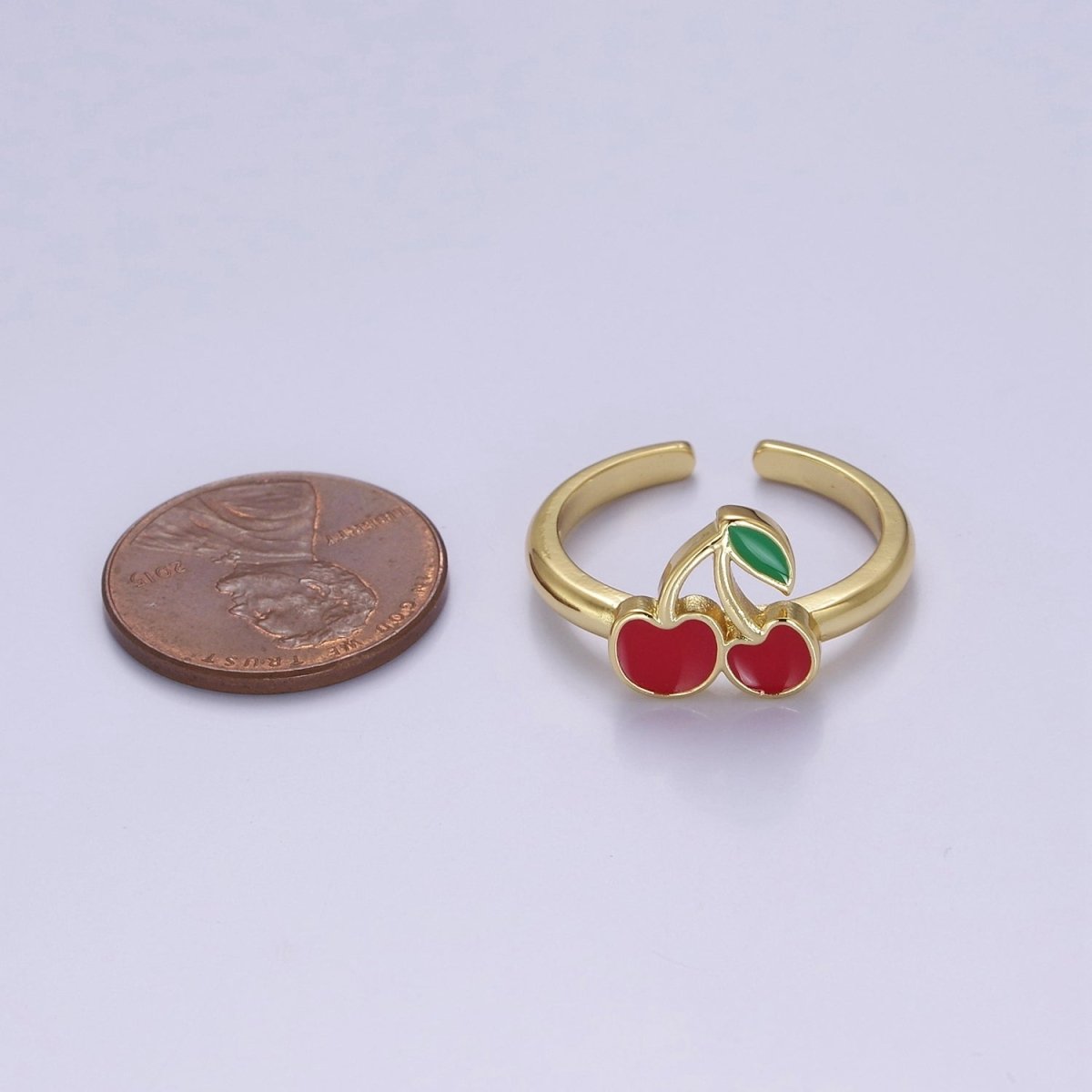 OS Dainty Red Cherry Ring Fruit Jewelry O-2170