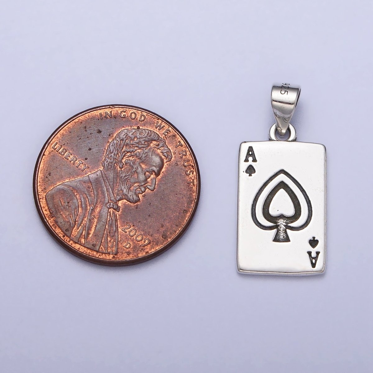 OS Dainty Sterling Silver Ace of Spades Pendant Silver Poker Card Gift S925 Pendant SL-393 - DLUXCA