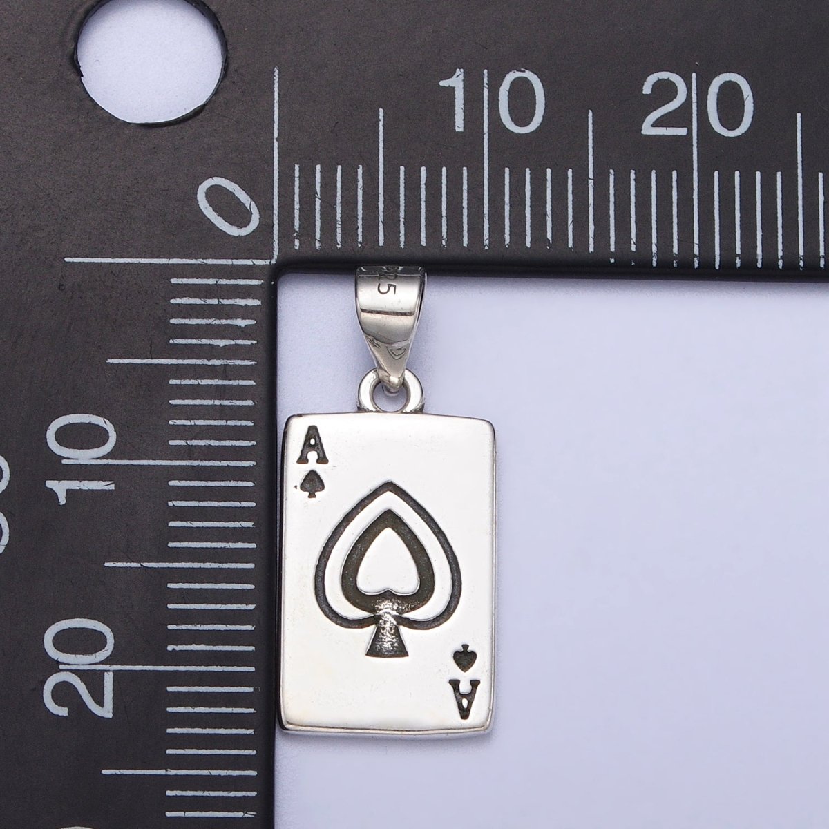 OS Dainty Sterling Silver Ace of Spades Pendant Silver Poker Card Gift S925 Pendant SL-393 - DLUXCA