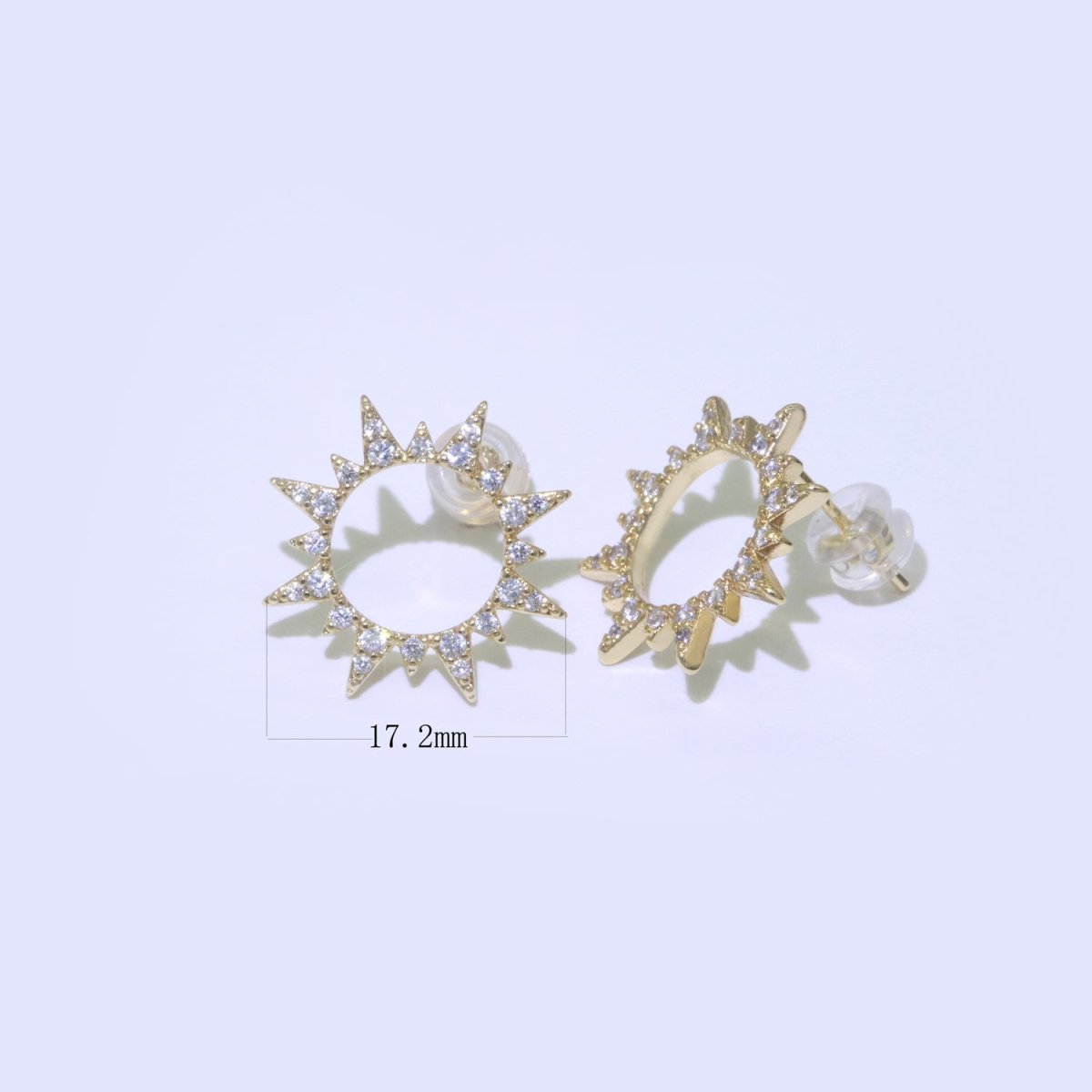OS Dainty Sun Burst CZ Stud Earring T-048 - DLUXCA
