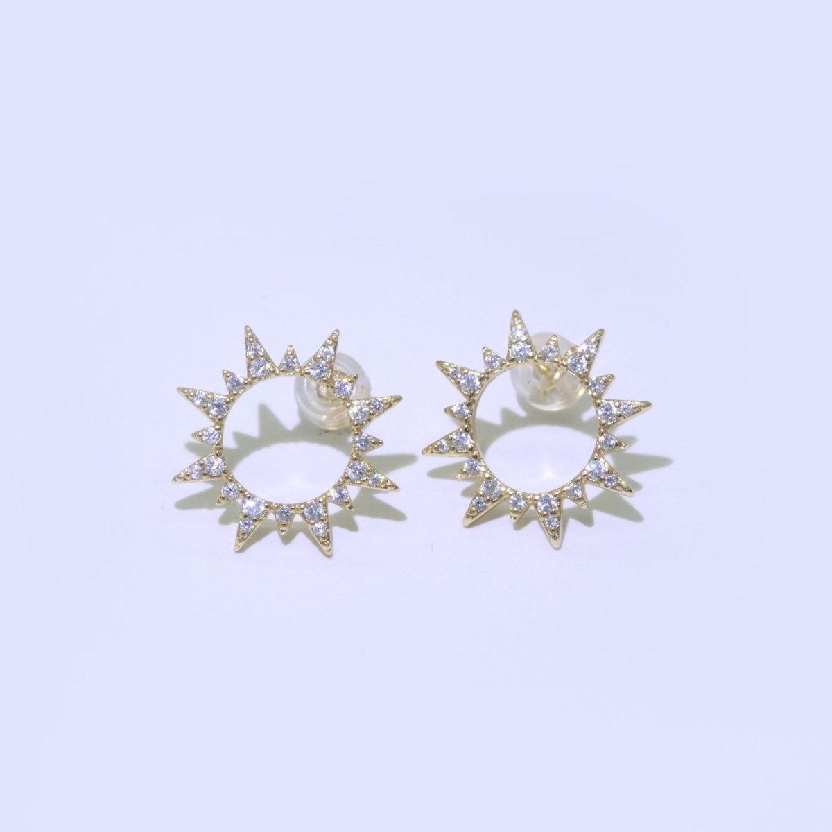 OS Dainty Sun Burst CZ Stud Earring T-048 - DLUXCA