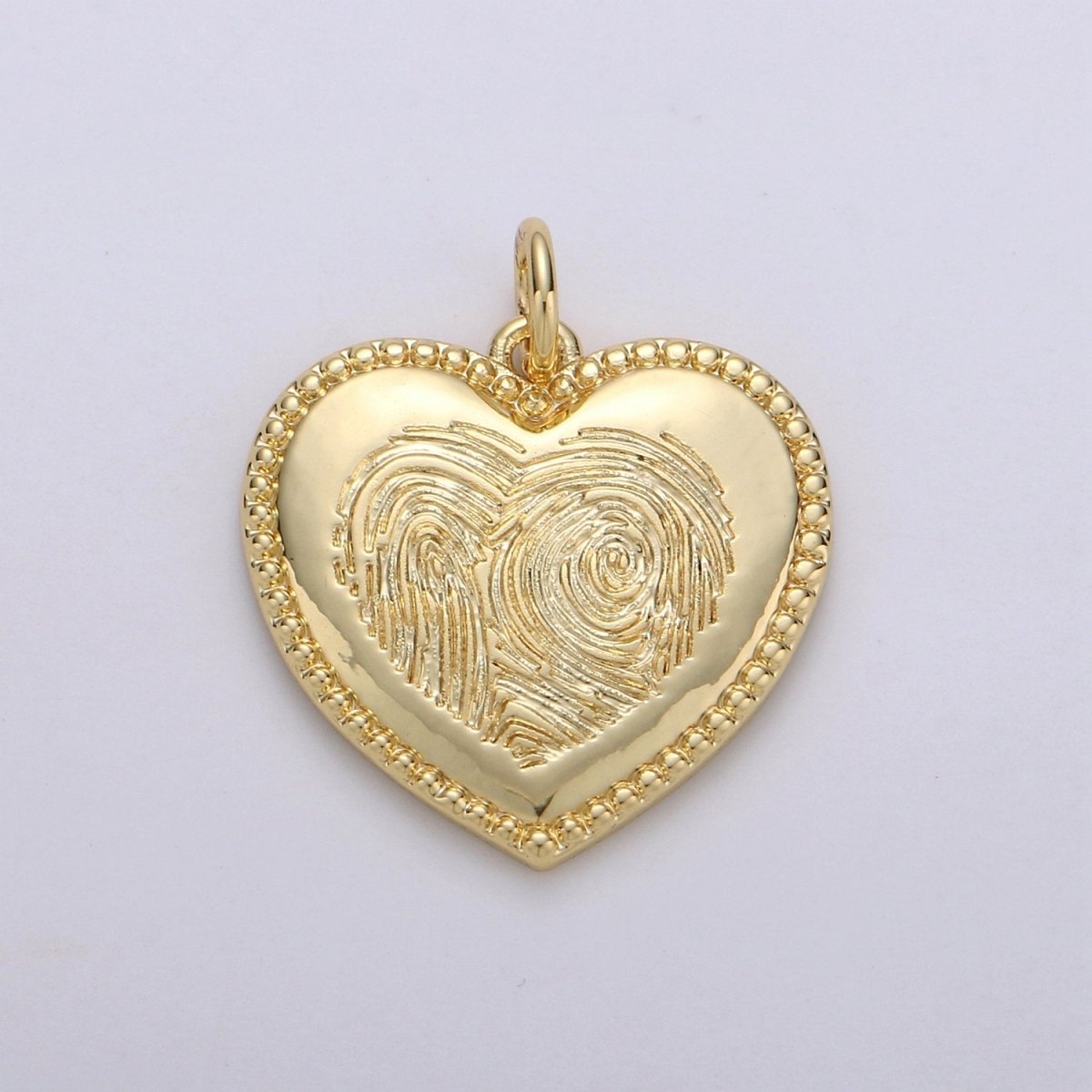 OS 14k Gold Filled Patterned Heart Charm,  Heart Pendant Charm, Gold Filled Charm, For DIY Jewelry, Gold Color D-677