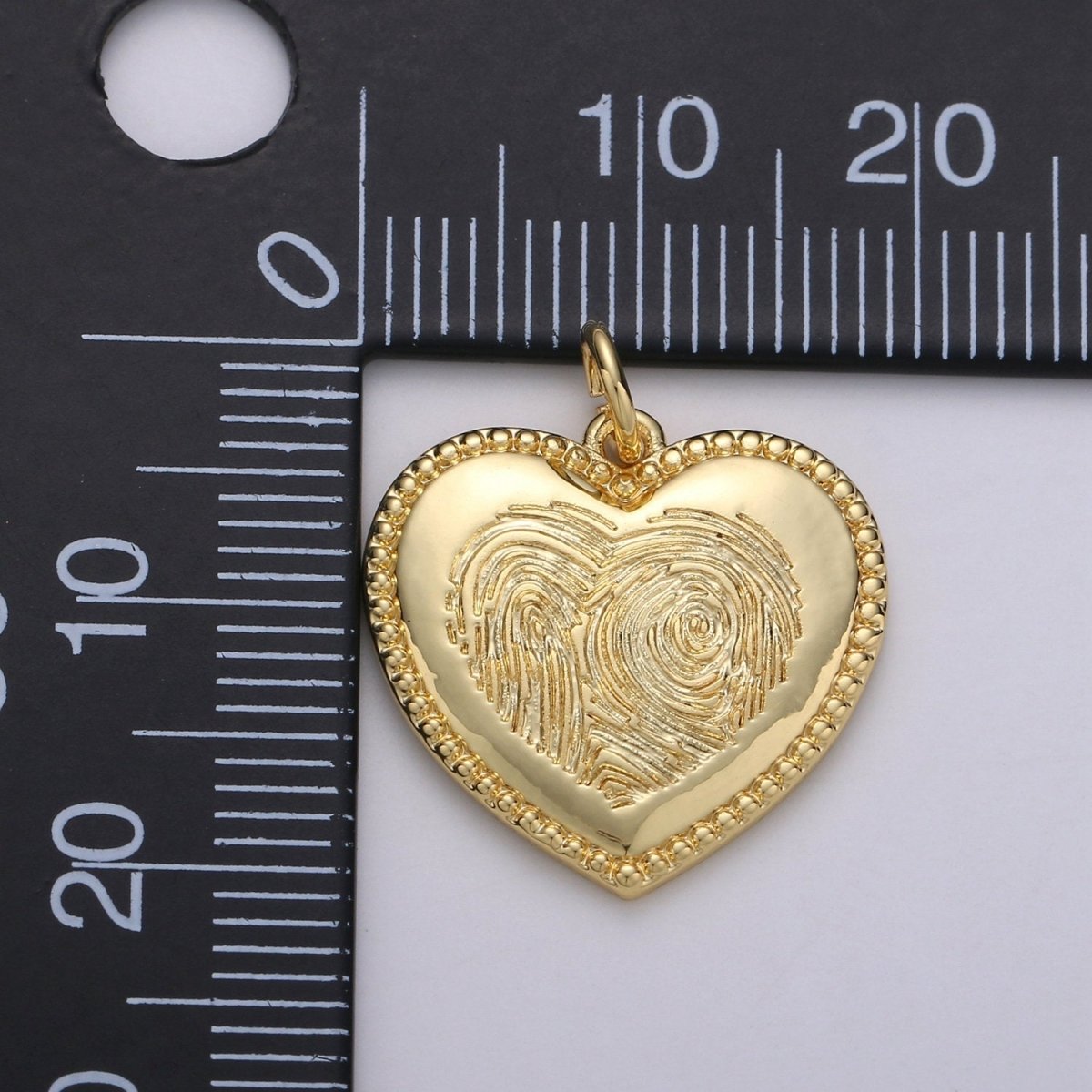 OS 14k Gold Filled Patterned Heart Charm,  Heart Pendant Charm, Gold Filled Charm, For DIY Jewelry, Gold Color D-677