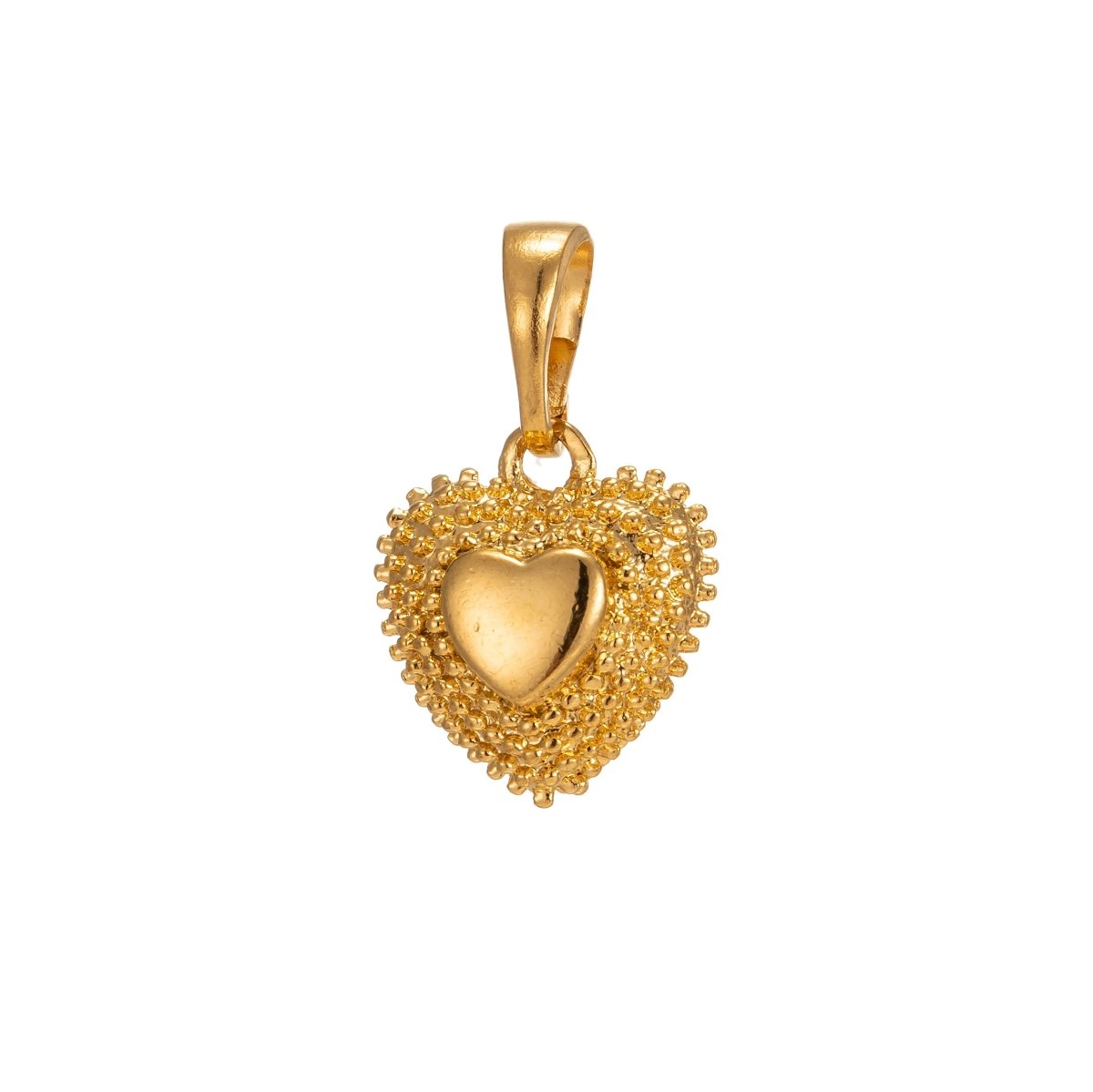 OS DEL-24k Gold Filled Spiky Heart Charm Gold Heart Pendant Horn Love Jewelry Making Supply I-196