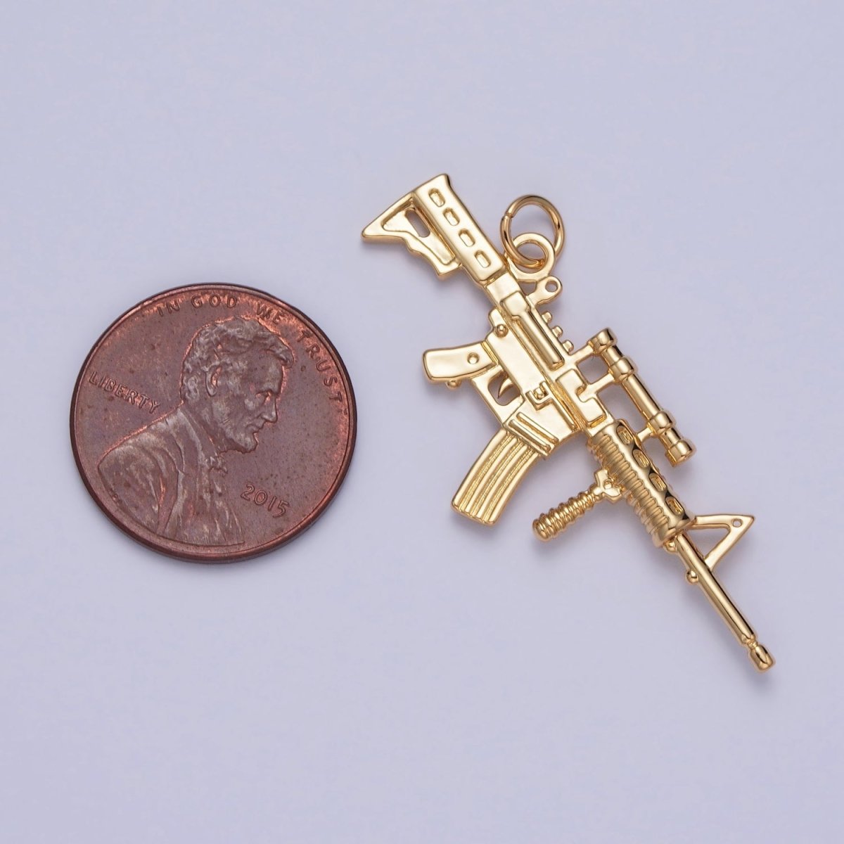 OS Gold AR-15 Gun Rifle Sniper Weapon Charm | X-145 - DLUXCA