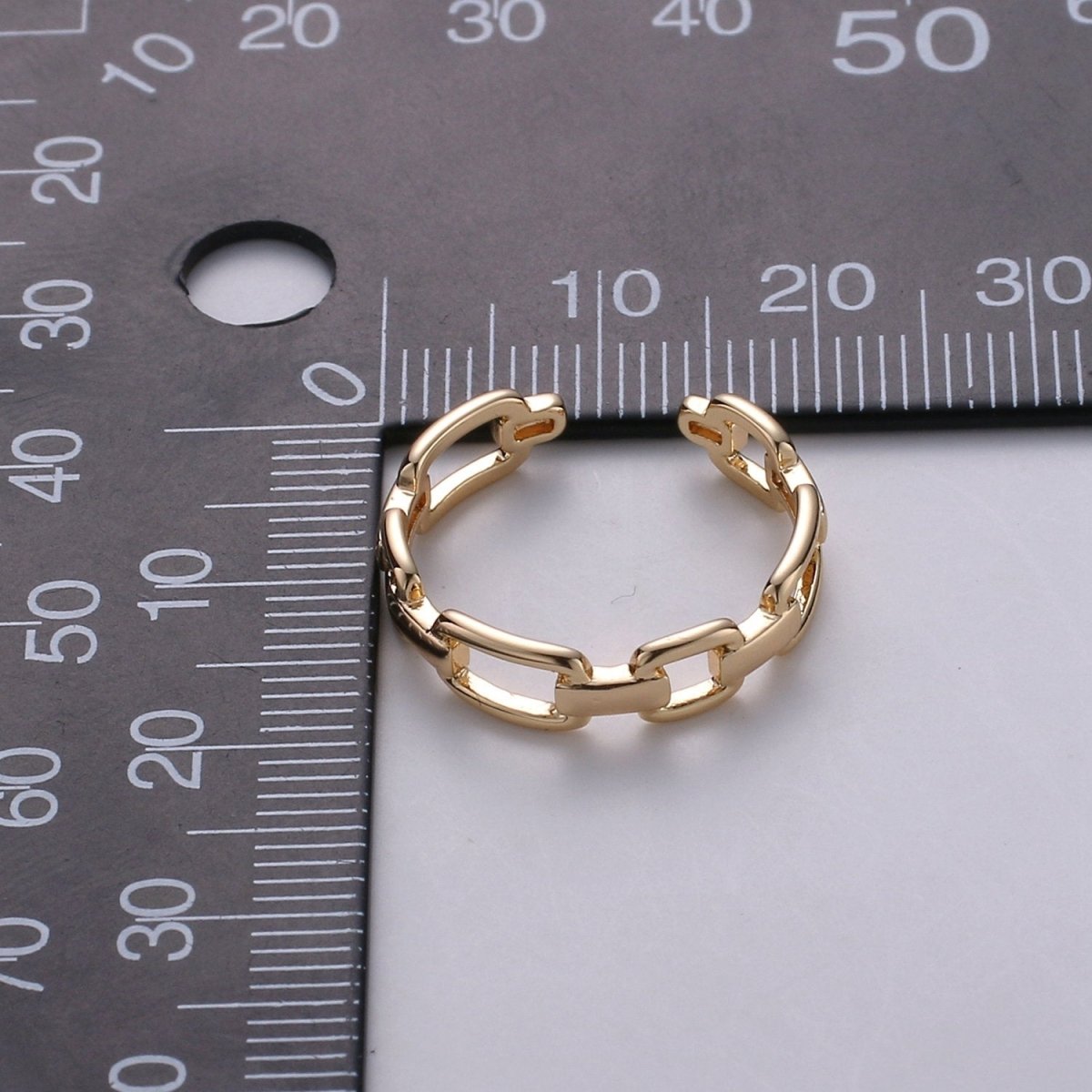 OS Gold Chain Ring, Statement Ring, Chunky Link Chain Ring, Stackable Ring Thick Gold Ring Open Gold Ring gift for her R-047