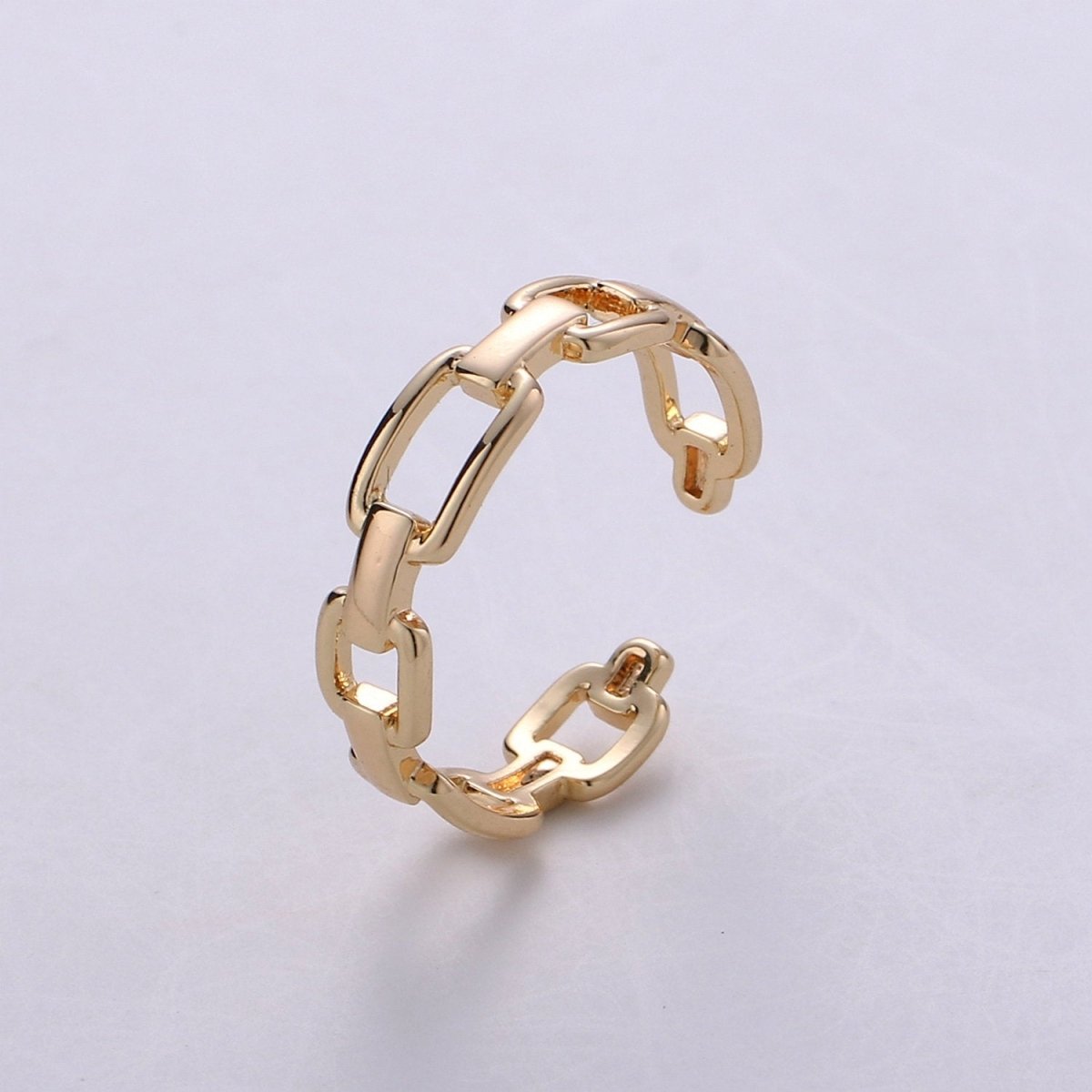 OS Gold Chain Ring, Statement Ring, Chunky Link Chain Ring, Stackable Ring Thick Gold Ring Open Gold Ring gift for her R-047