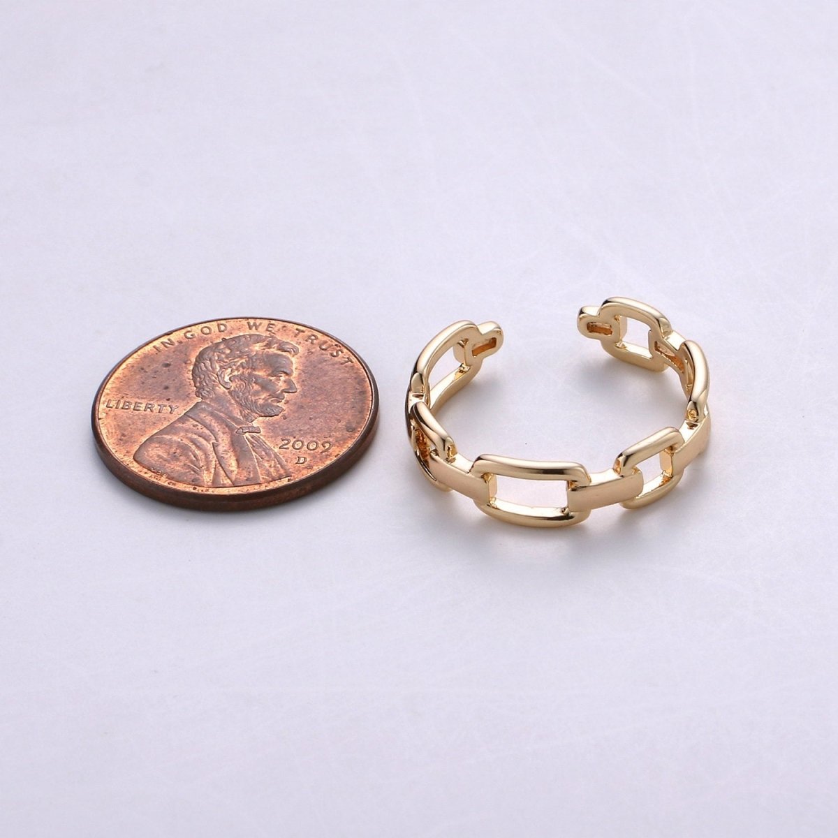 OS Gold Chain Ring, Statement Ring, Chunky Link Chain Ring, Stackable Ring Thick Gold Ring Open Gold Ring gift for her R-047