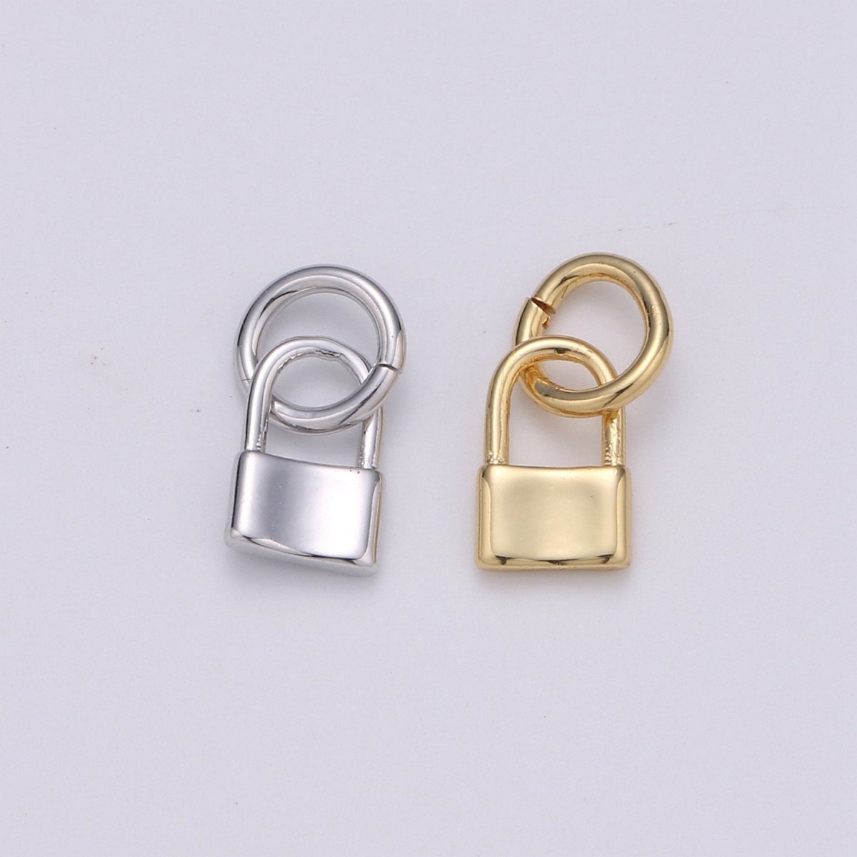 OS Gold Filled 5mm x 8mm Mini Padlock Gold, Silver Charm | D-669 D-668