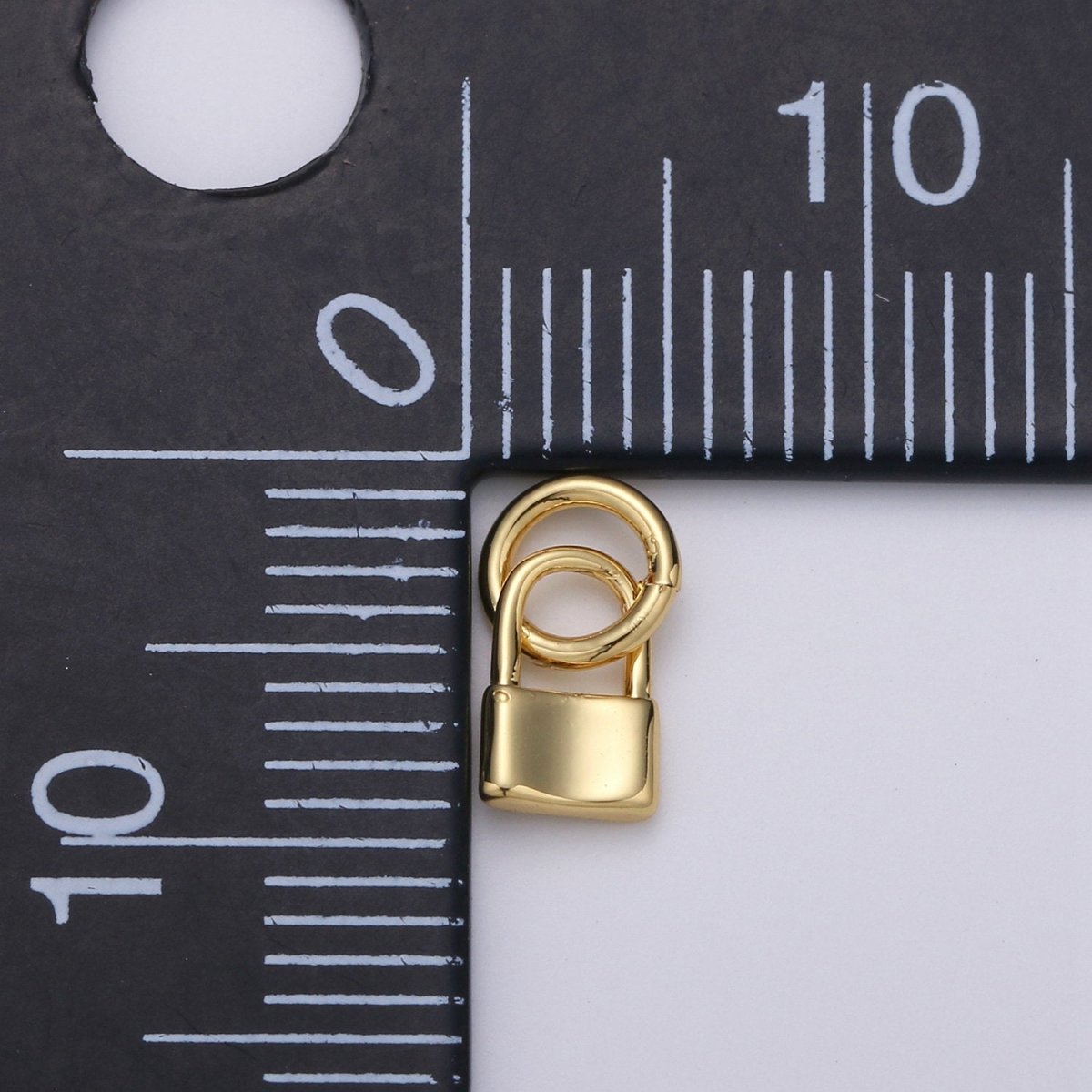OS Gold Filled 5mm x 8mm Mini Padlock Gold, Silver Charm | D-669 D-668
