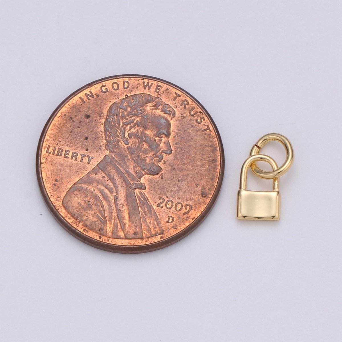 OS Gold Filled 5mm x 8mm Mini Padlock Gold, Silver Charm | D-669 D-668