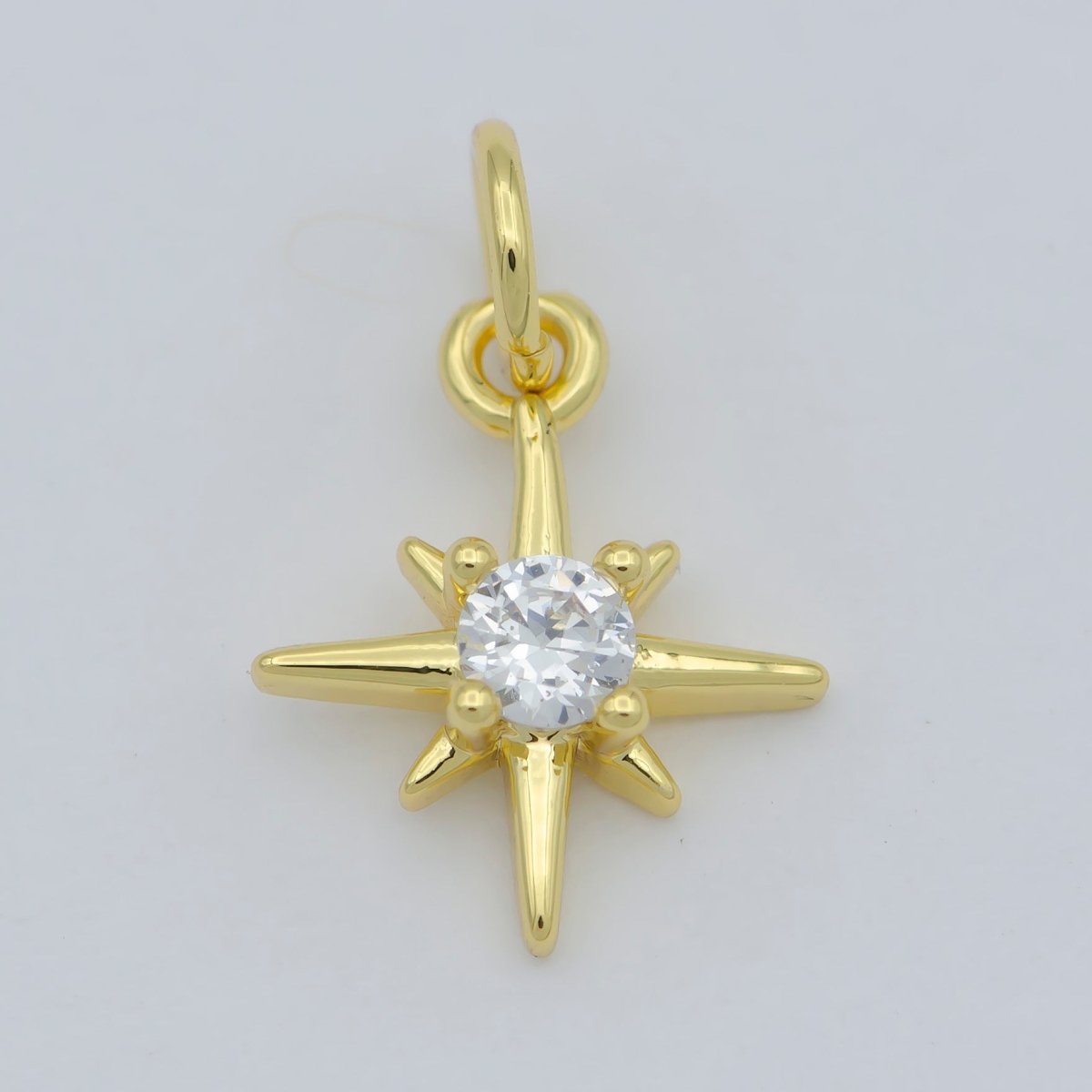 OS Gold North Star Charm 24k Gold Filled Cz Star Charm, Polaris Charm, Celestial Jewelry Twinkle Star Charm for Necklace Earring M-372