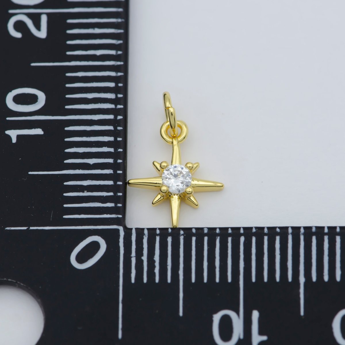 OS Gold North Star Charm 24k Gold Filled Cz Star Charm, Polaris Charm, Celestial Jewelry Twinkle Star Charm for Necklace Earring M-372