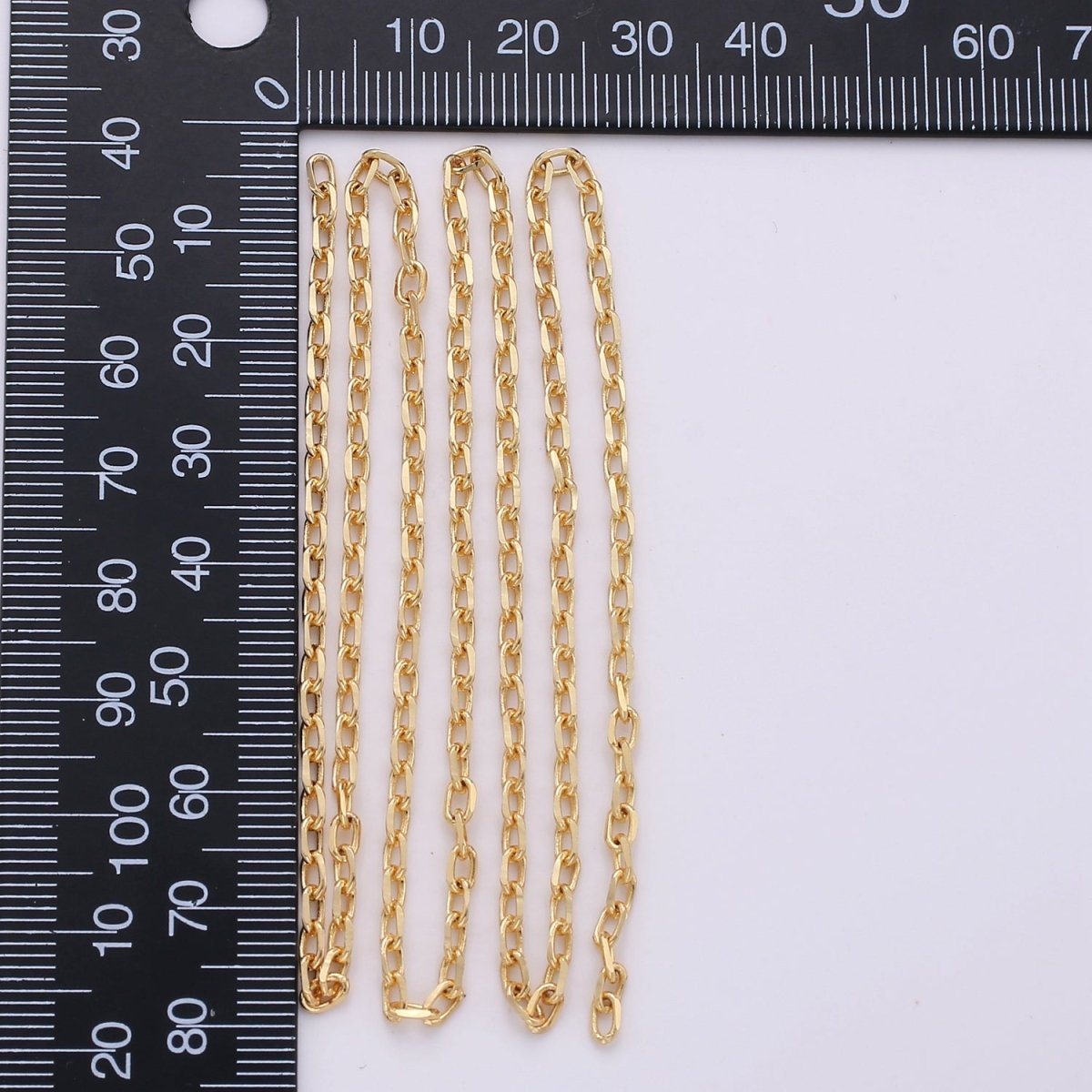 OS Gold Rolo Cable Chain by Yard, Oval Link Chain, Wholesale bulk Roll Chain for DIY Jewelry , Thickness 2.6 mm | ROLL-159 Clearance Pricing - DLUXCA