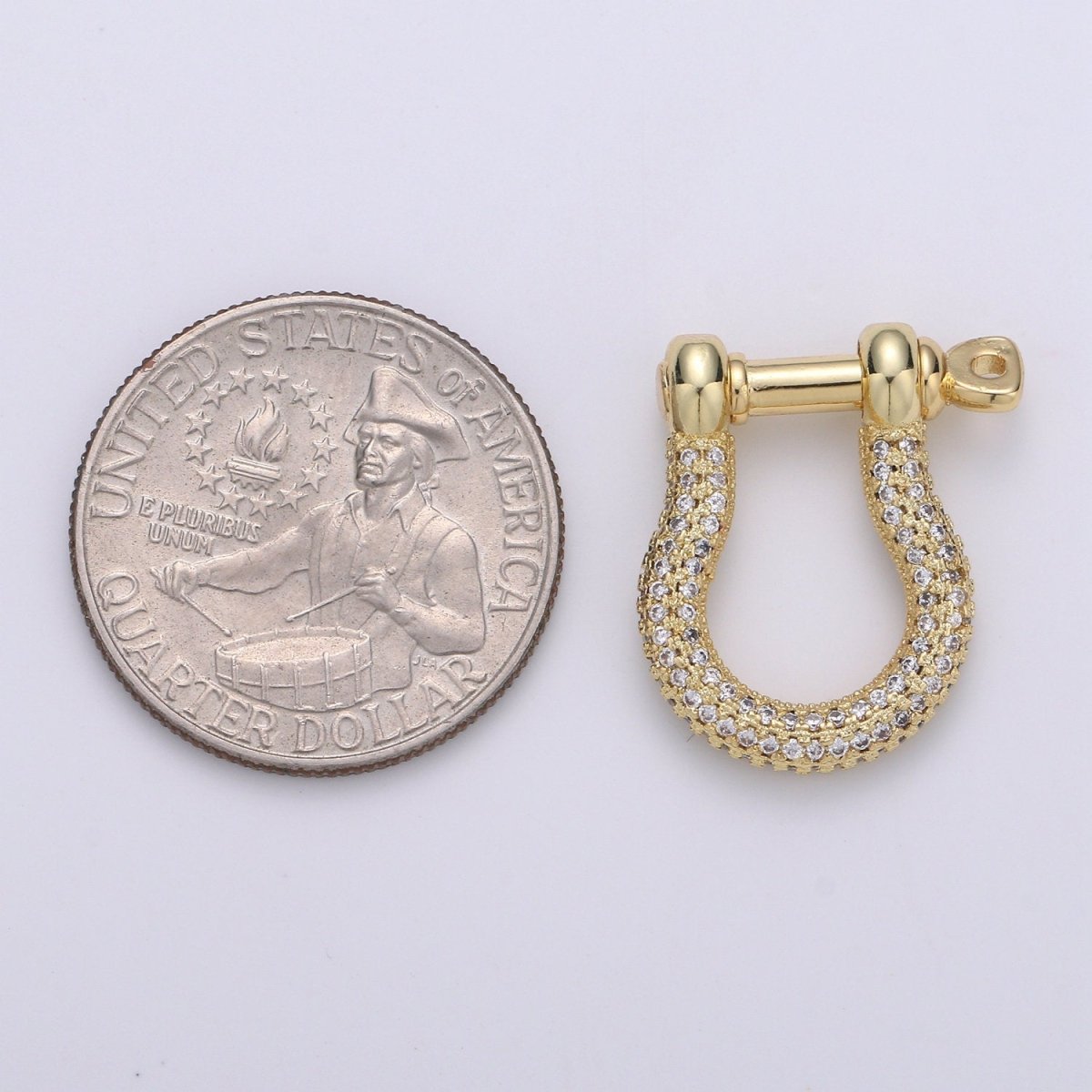 OS Gold Shackle Clasp U Lock Clasp With Screw Rod for U Lock Micro Pave Carabiner clasp Cz Anchor Shackle for Jewelry Making K-924 K-925