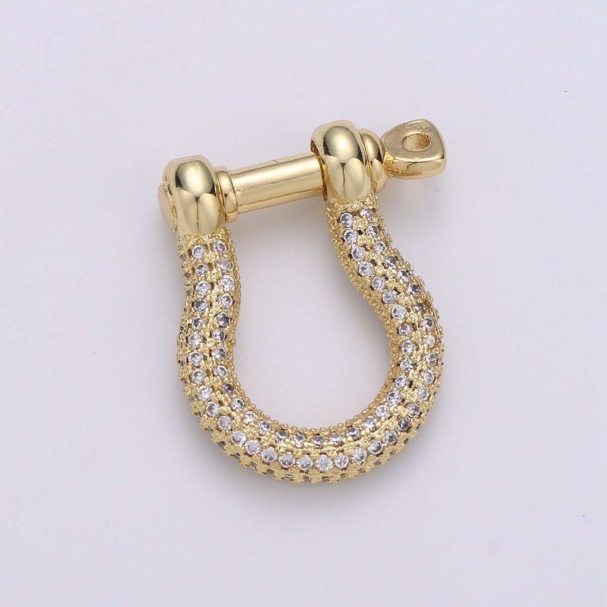 OS Gold Shackle Clasp U Lock Clasp With Screw Rod for U Lock Micro Pave Carabiner clasp Cz Anchor Shackle for Jewelry Making K-924 K-925