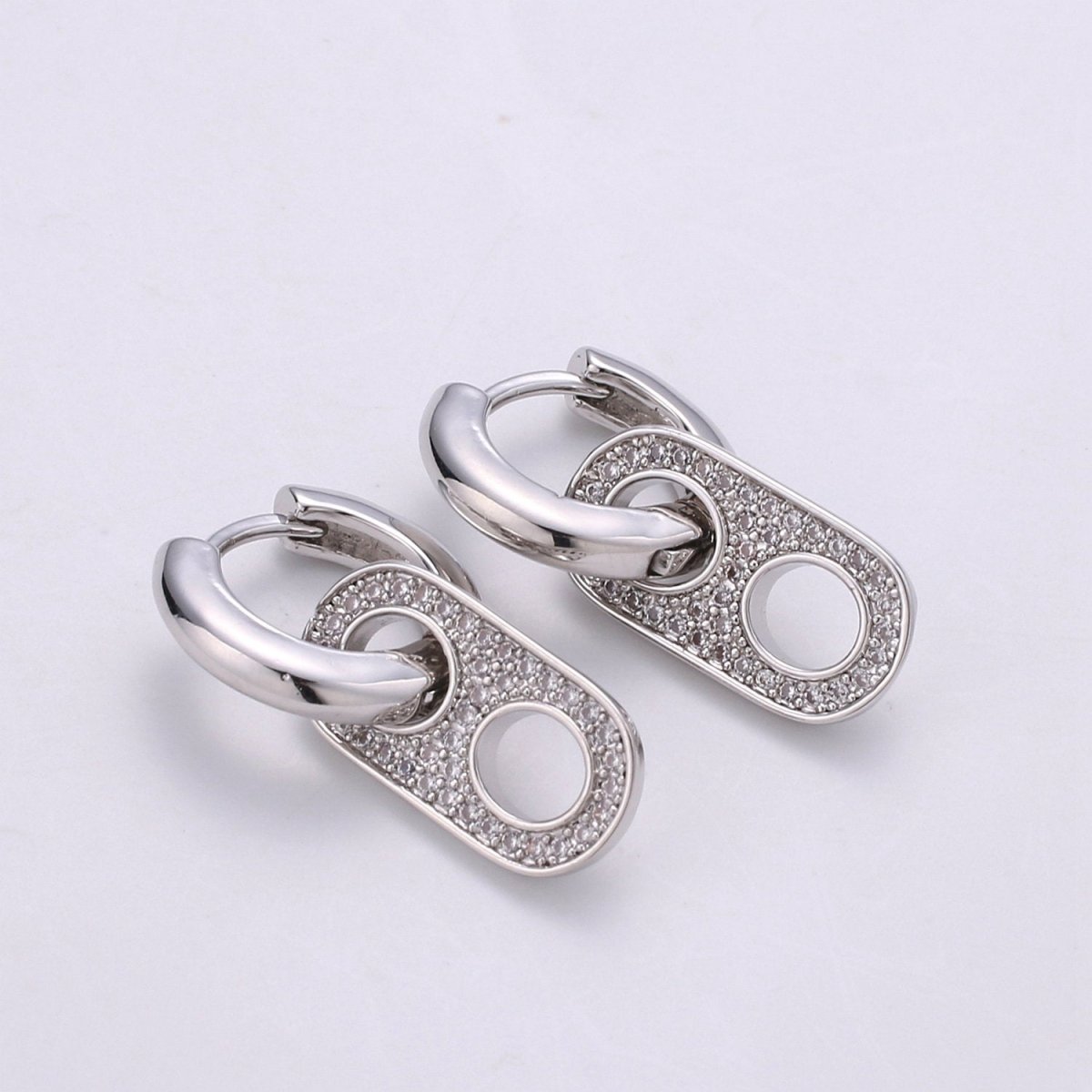 OS Gold Soda Pull-tab Earring Charm Micro Pave Hoop Earring Soda Cap Jewelry Silver Soda Tab Earring Q-203