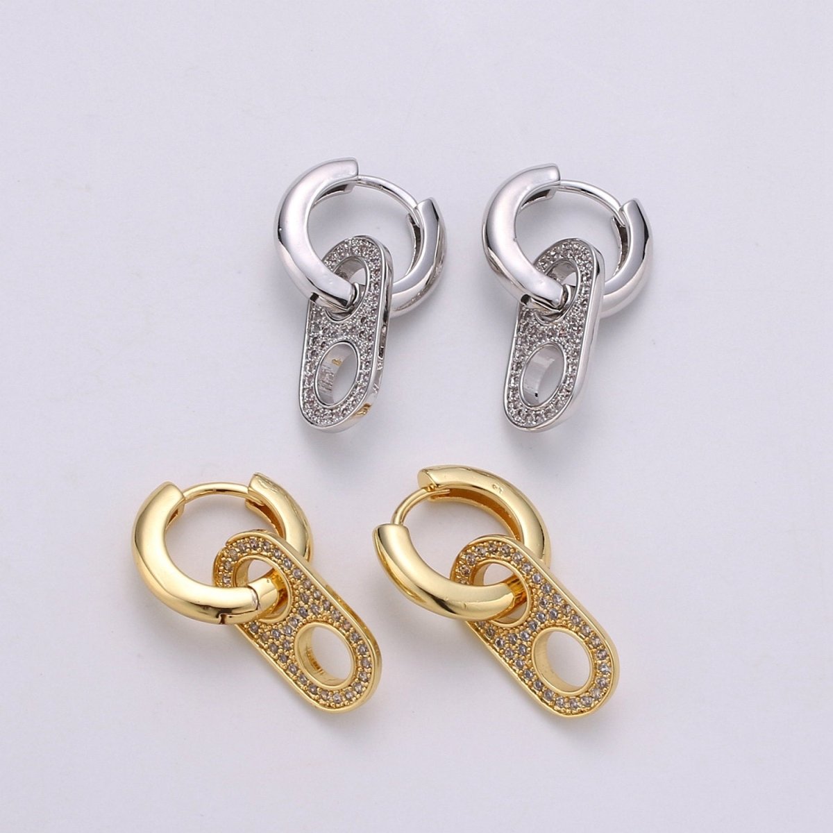 OS Gold Soda Pull-tab Earring Charm Micro Pave Hoop Earring Soda Cap Jewelry Silver Soda Tab Earring Q-203