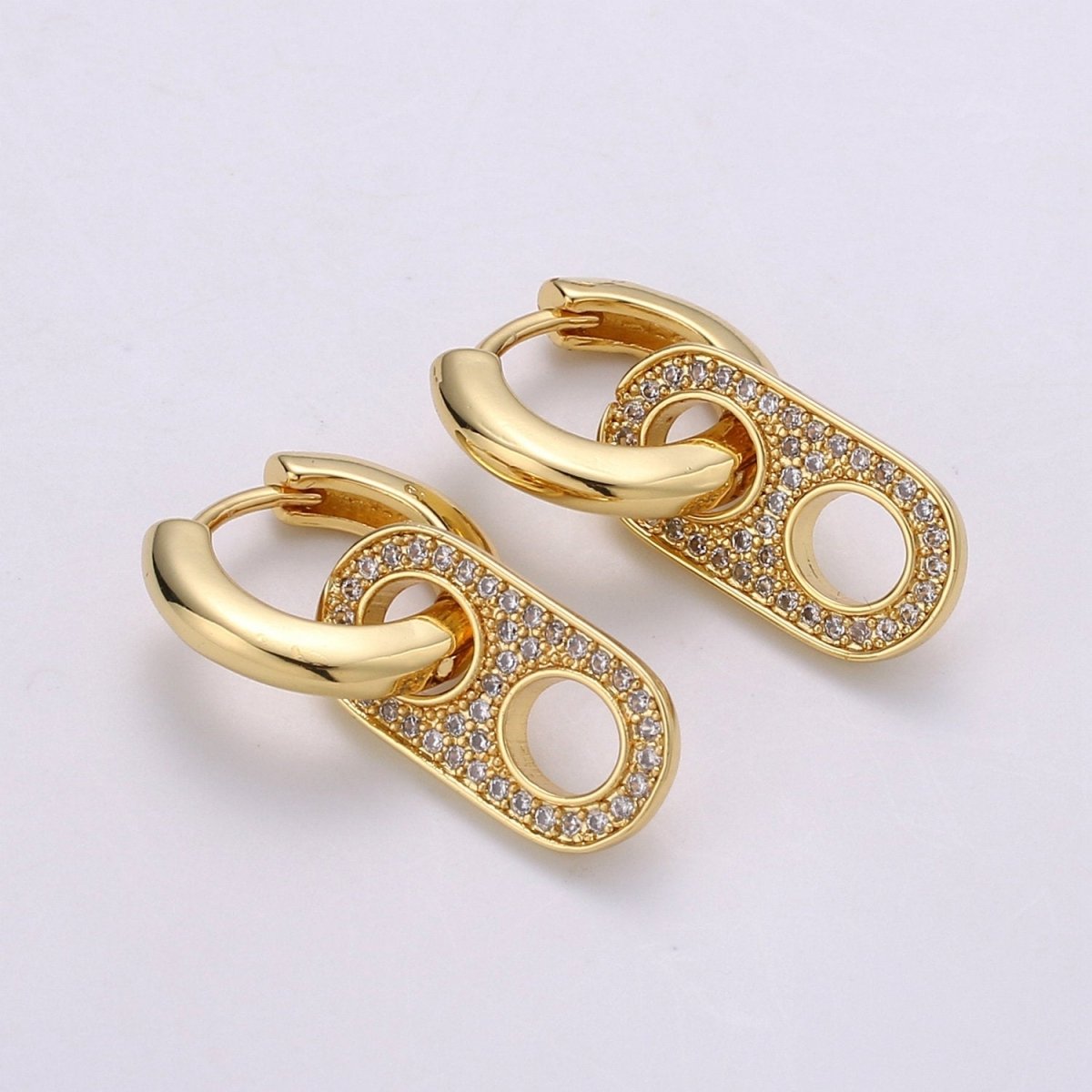OS Gold Soda Pull-tab Earring Charm Micro Pave Hoop Earring Soda Cap Jewelry Silver Soda Tab Earring Q-203