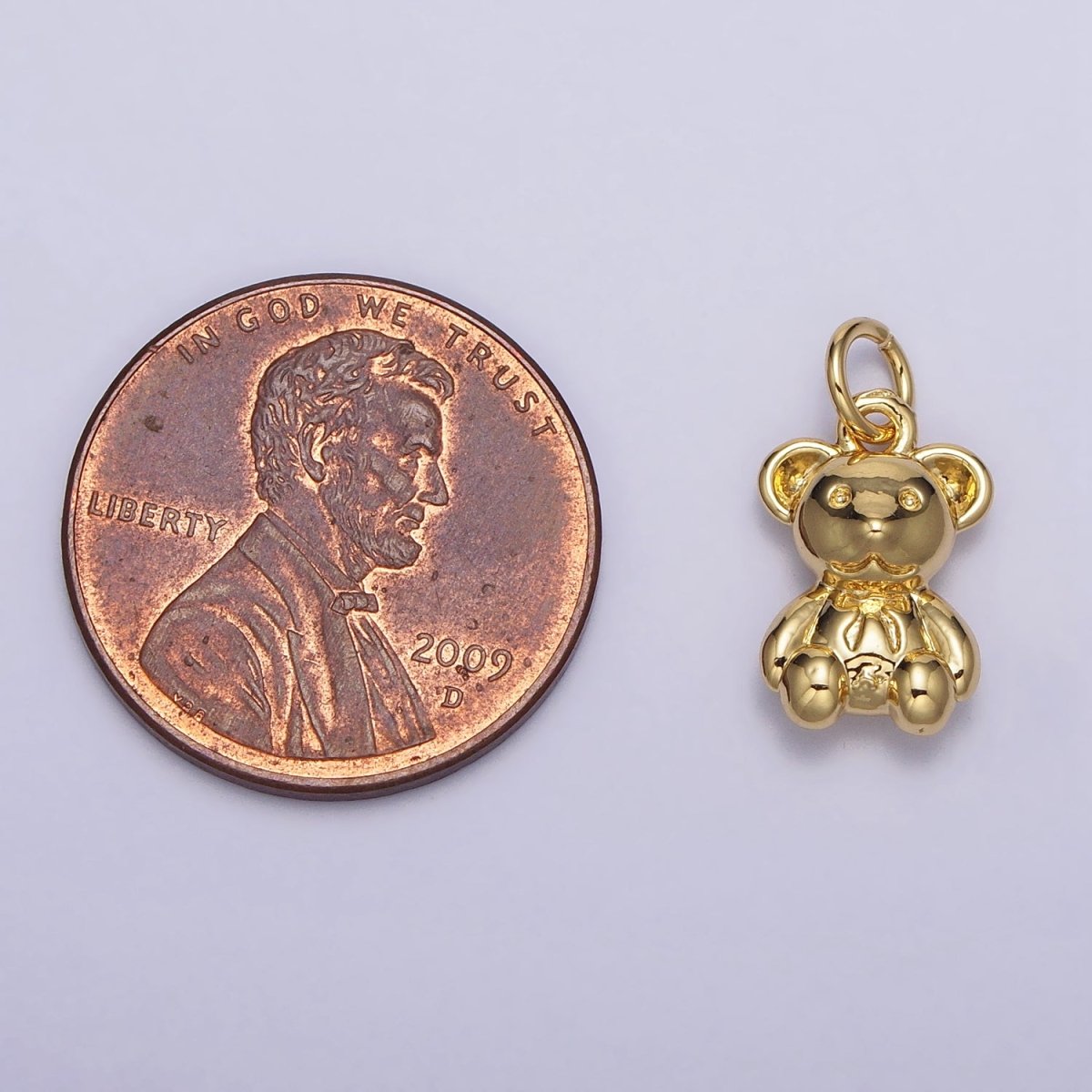 OS Gold Teddy Bear Animal Minimalist Mini Add-On Charm | AC215 - DLUXCA