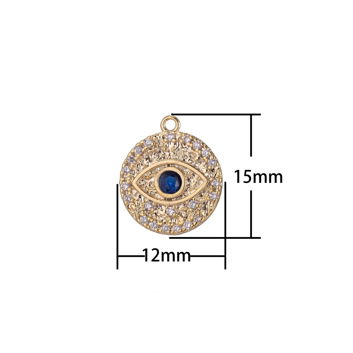 OS Golden Blue Evil Eye Charm, Micro Pave CZ Charm, Dainty Pendant Spiritual Protection Talisman Necklace Charm for Jewelry Making E-410