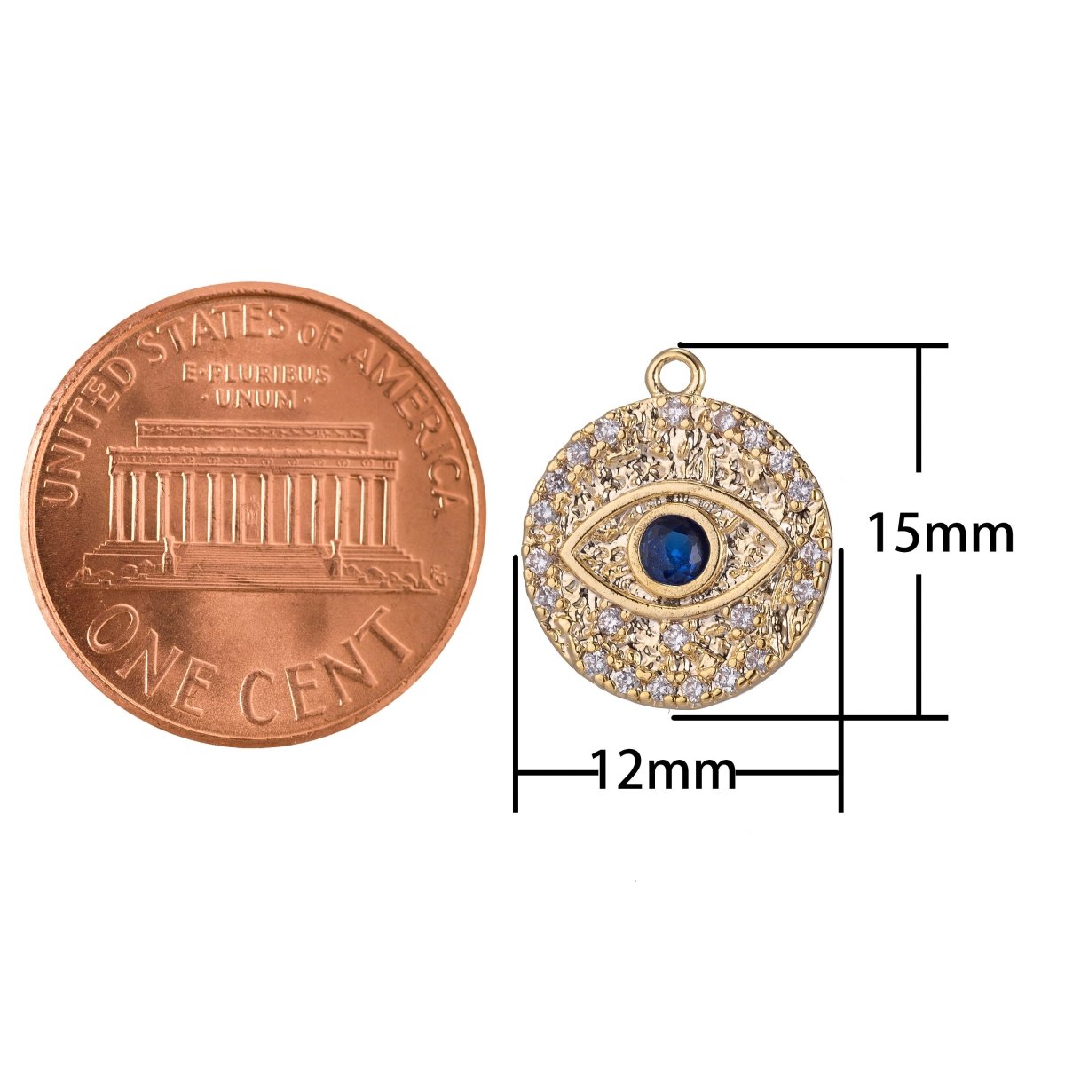 OS Golden Blue Evil Eye Charm, Micro Pave CZ Charm, Dainty Pendant Spiritual Protection Talisman Necklace Charm for Jewelry Making E-410