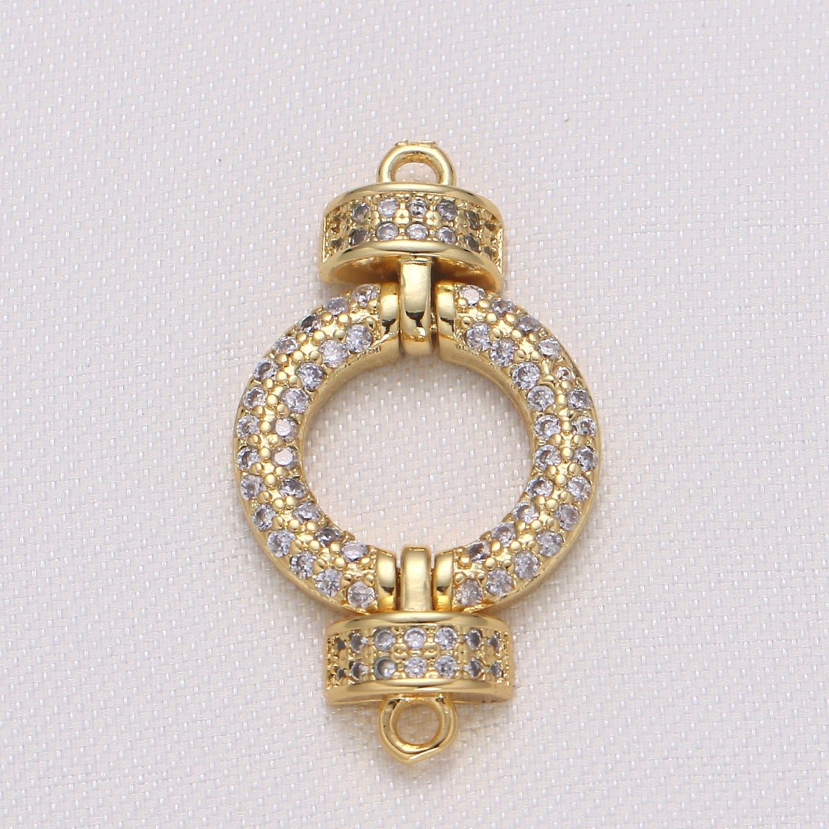 OS Golden Crystal Beaded Circle Round Connector CZ Geometric Shape Micro Pave Jewelry Supply Component G-729 - DLUXCA