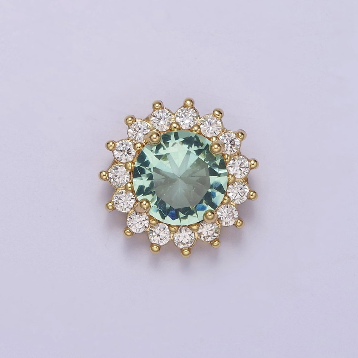 OS Green Aqua Cubic Zirconia Round Beads - 14.7 x 14.3 mm Small Beautiful Bright 3D Sun Burst Jewelry Gold Beads spacer for Bracelet Necklace Supply E-416