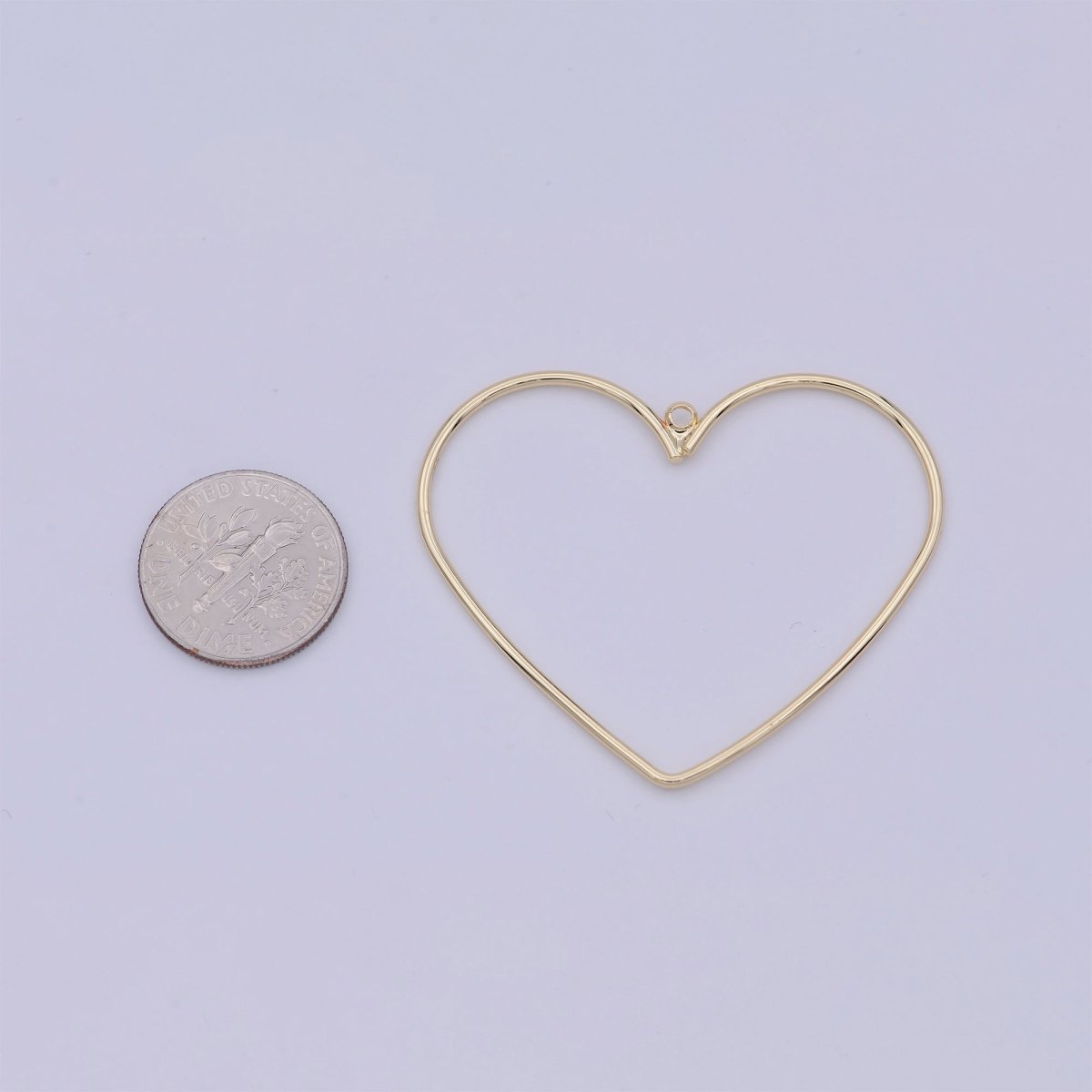 OS Large Gold Filled HEART Charms, Open Wire Heart Charm W-174 - DLUXCA