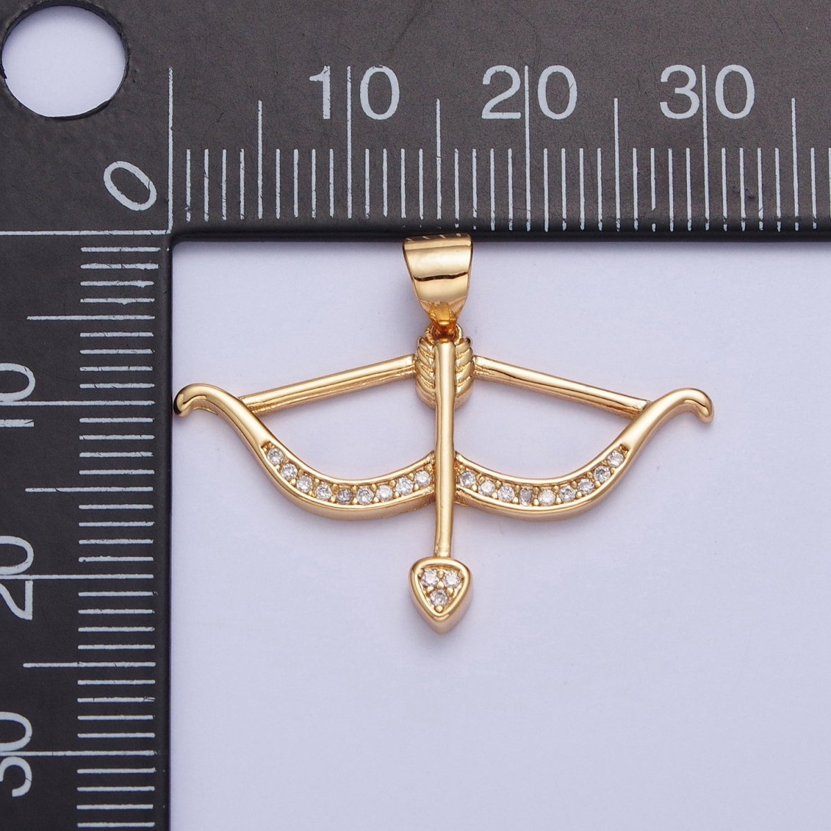 OS Micro Pave 24K Gold Filled Arrow Archery Sport Pendant For Jewelry Making X-451
